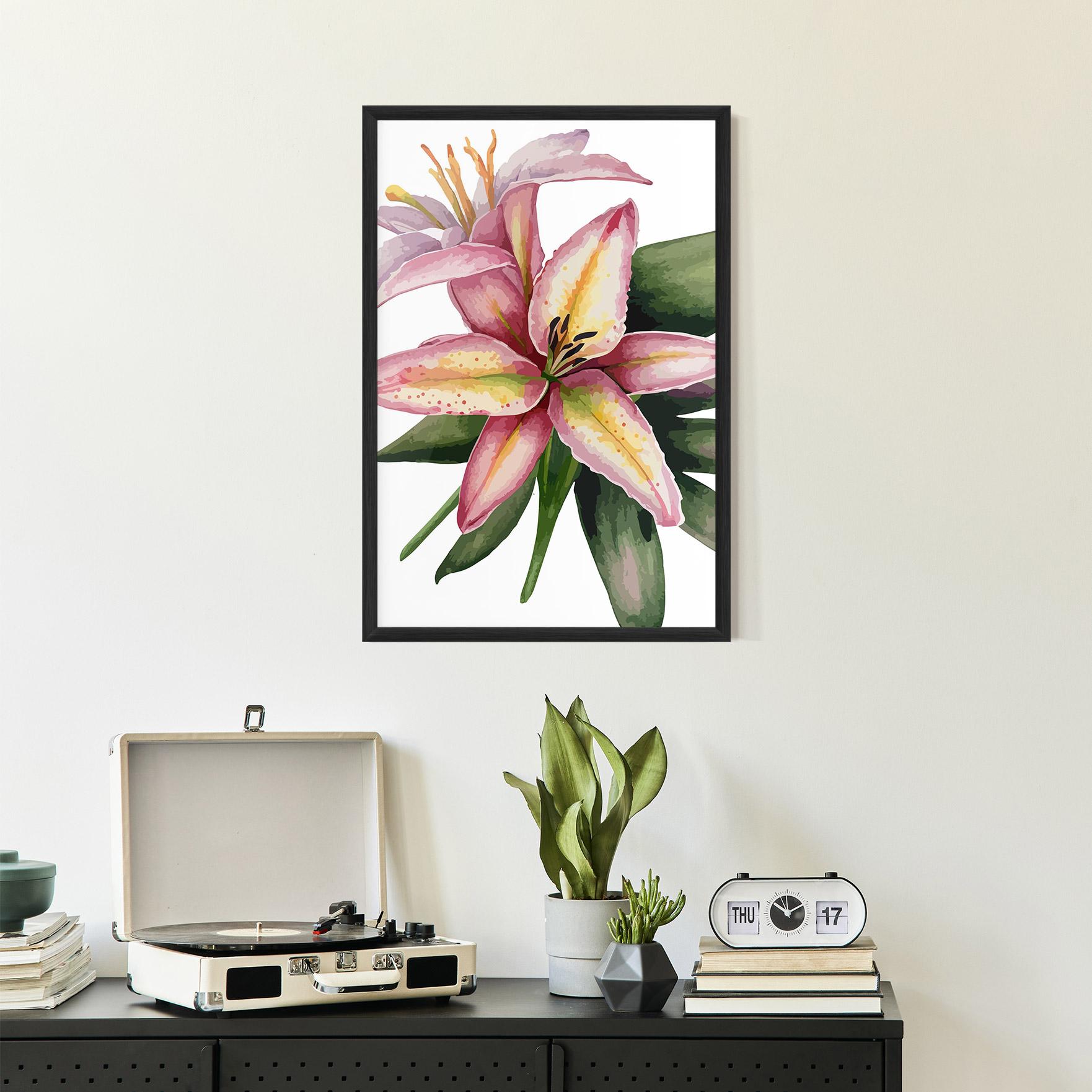 Gerahmte Poster Lily Pretty Pink mockup 2