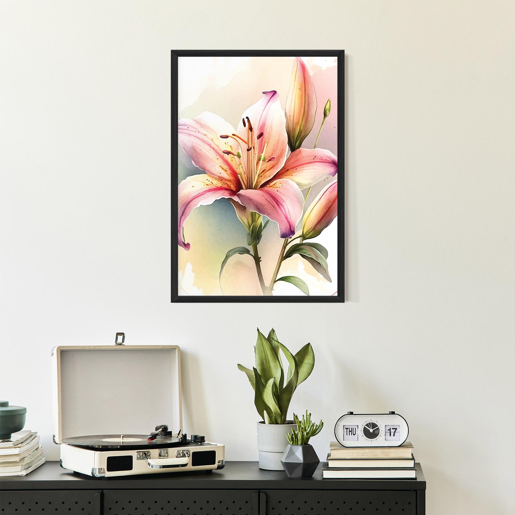 Gerahmte Poster Pink Orange Lily mockup 2