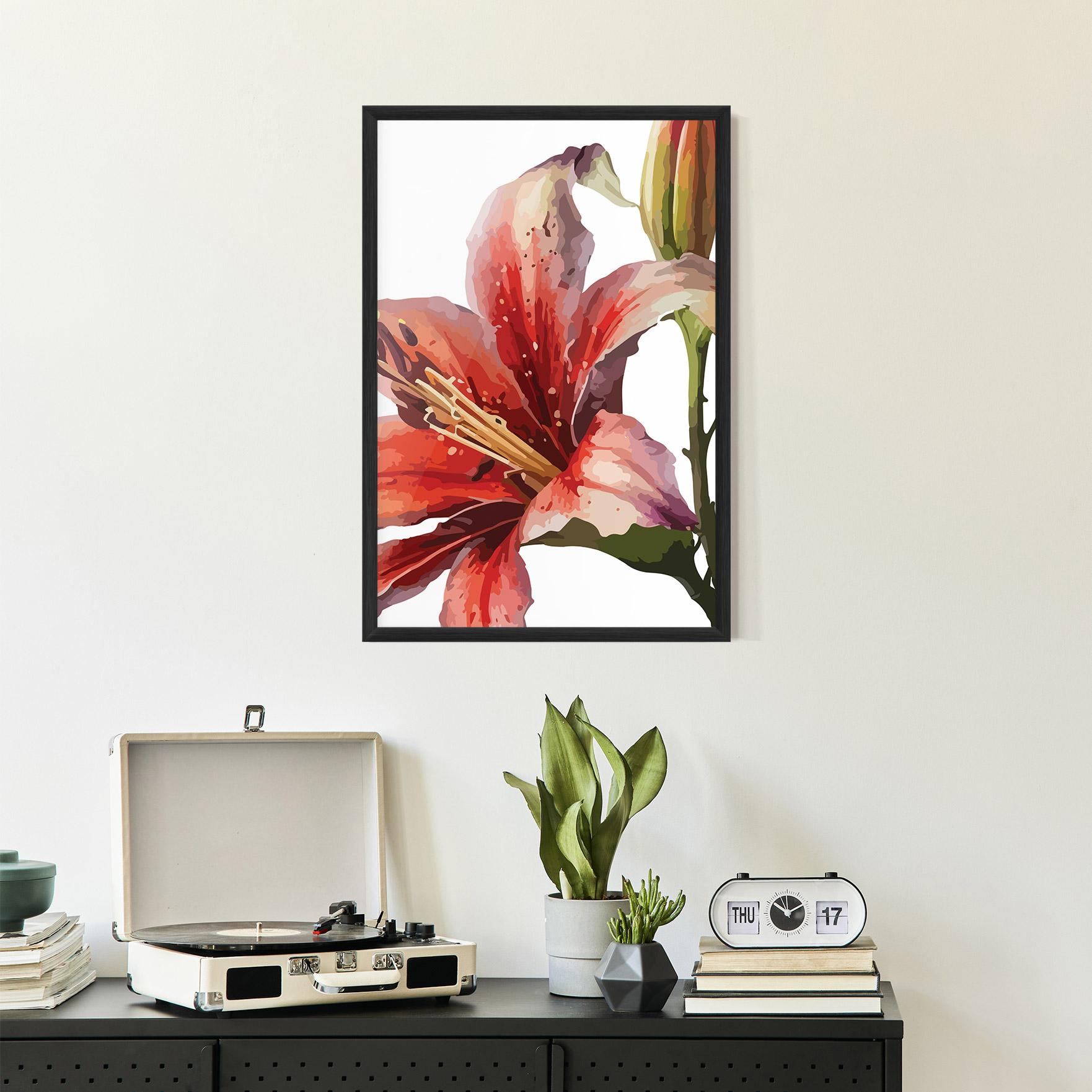 Gerahmte Poster Pretty Red Purple Lily mockup 2