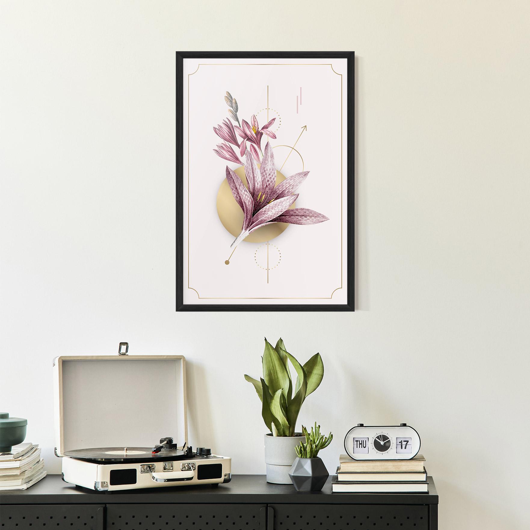 Gerahmte Poster Purple Gold Lily mockup 2