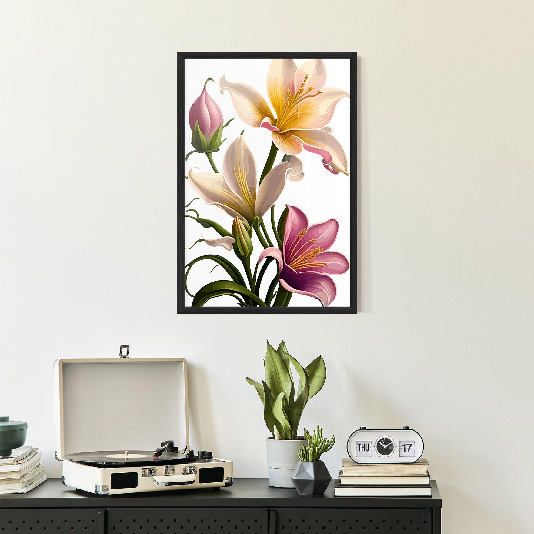 Gerahmte Poster Purple White Lily mockup 2