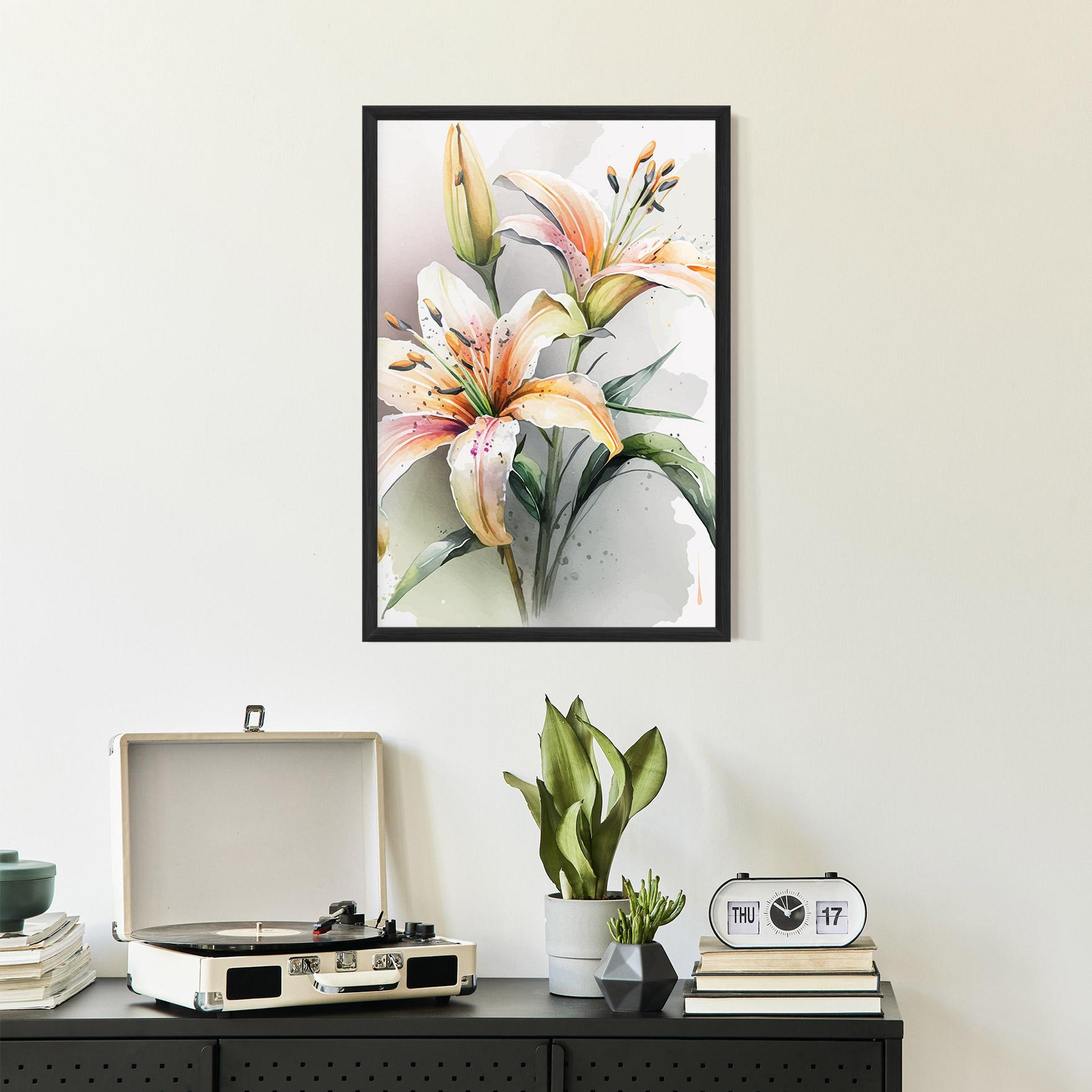 Gerahmte Poster White Orange Lily mockup 2