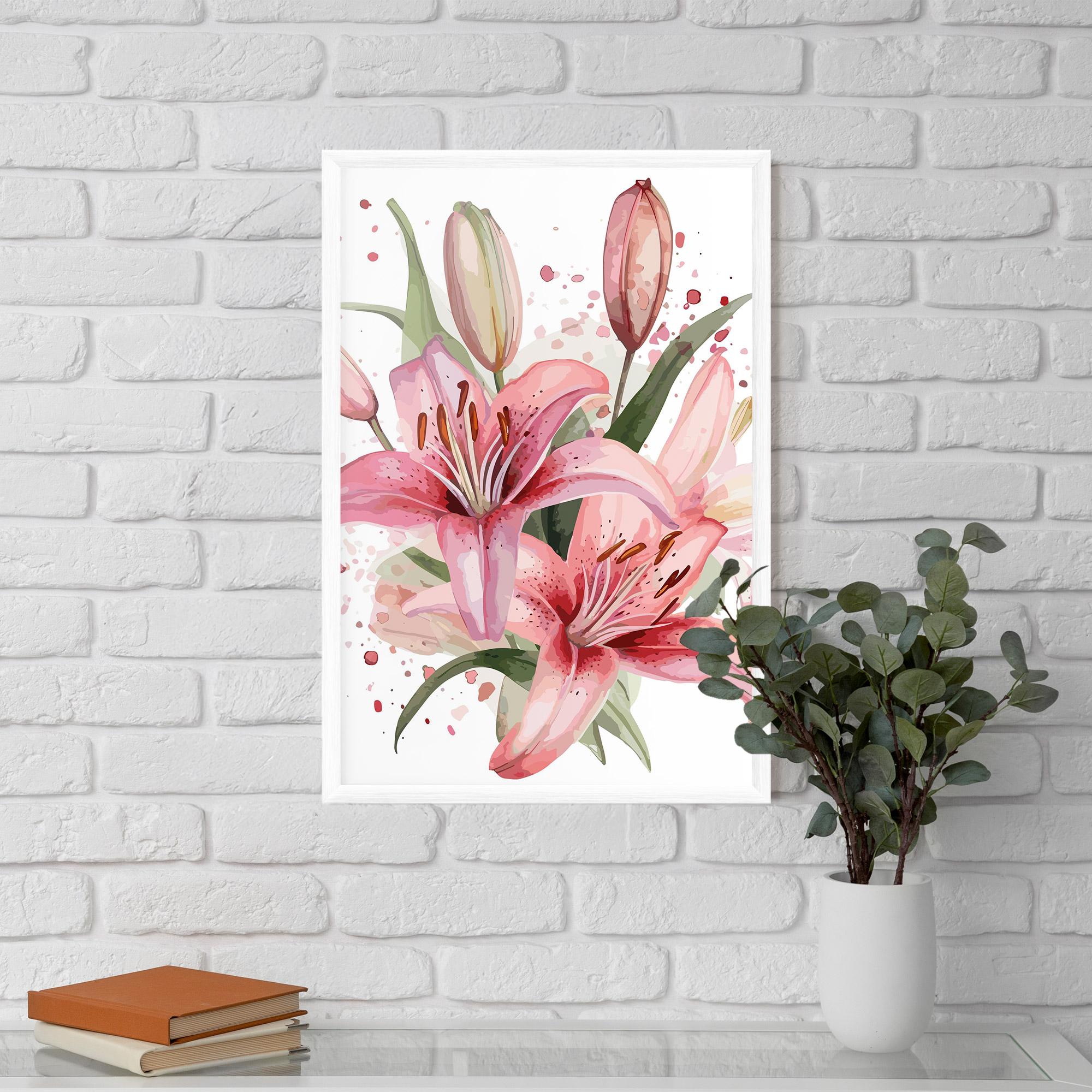 Gerahmte Poster Beautiful Pink Lily mockup 5