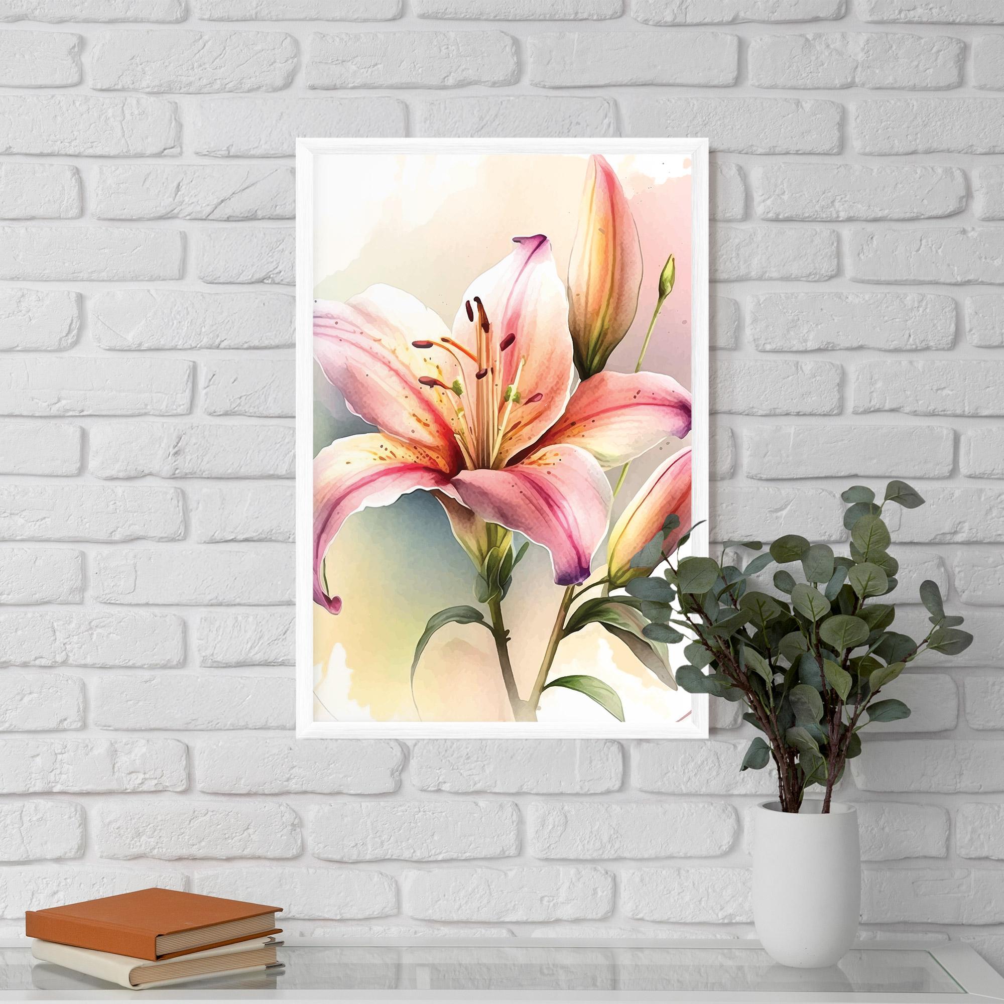 Gerahmte Poster Pink Orange Lily mockup 5