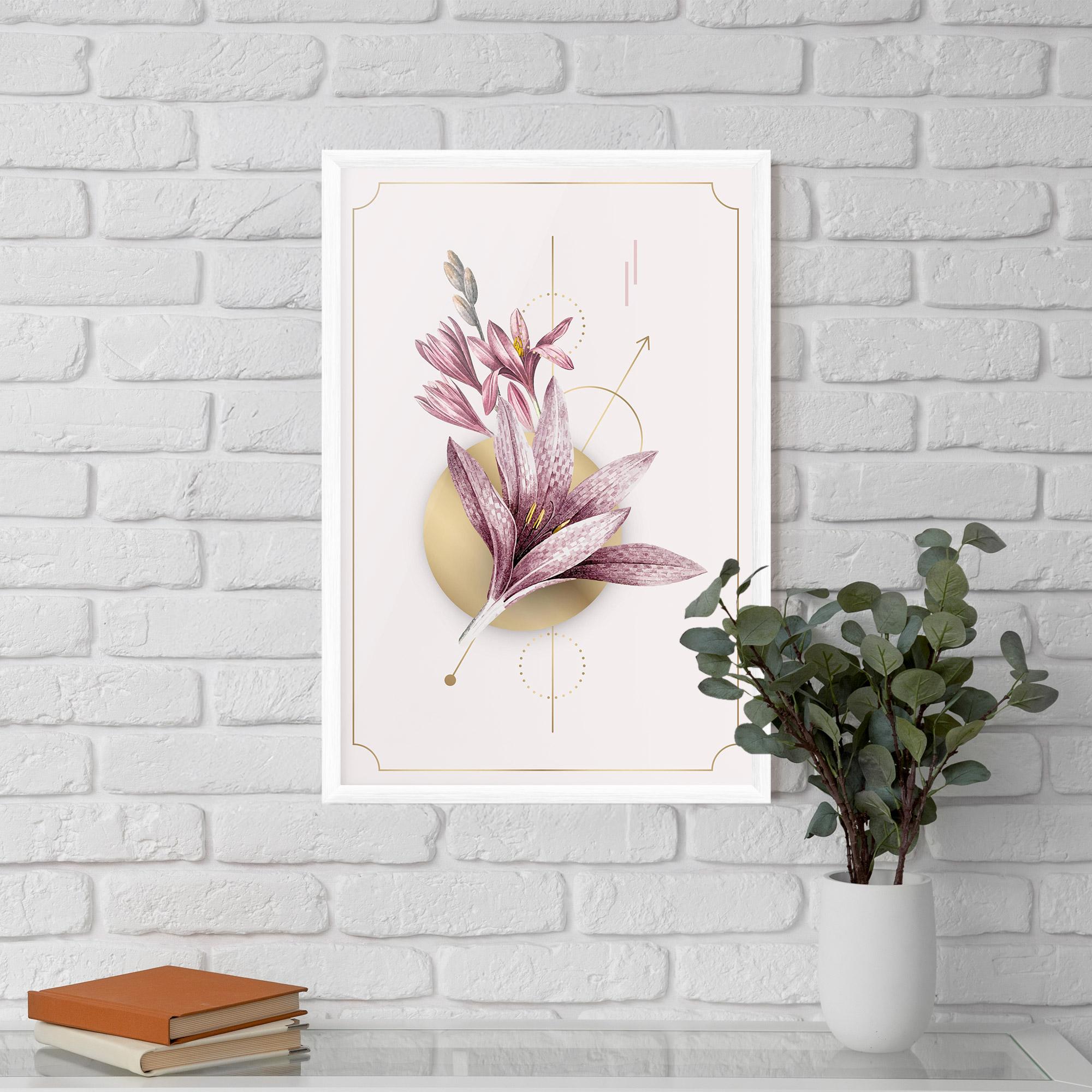 Gerahmte Poster Purple Gold Lily mockup 5