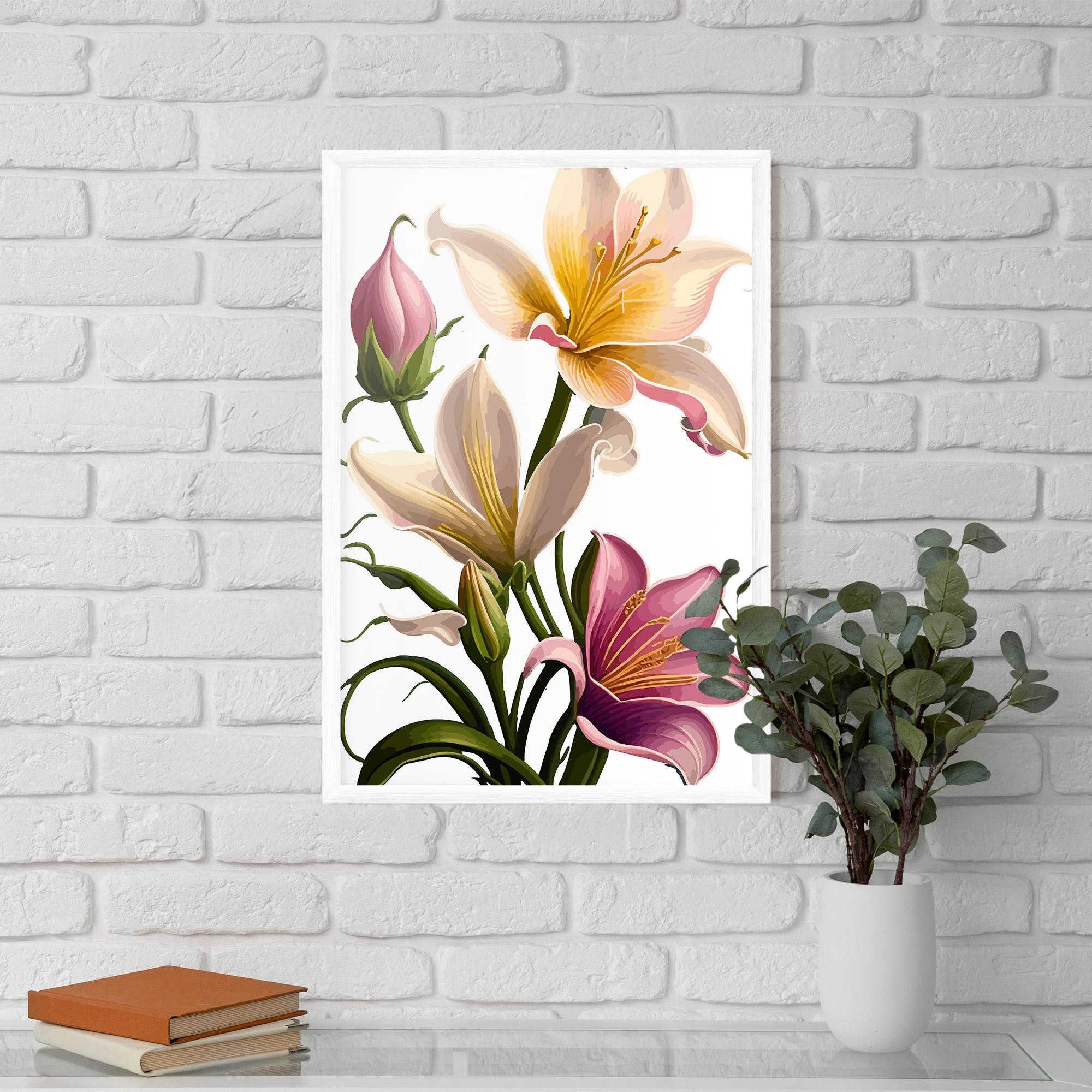 Gerahmte Poster Purple White Lily mockup 5