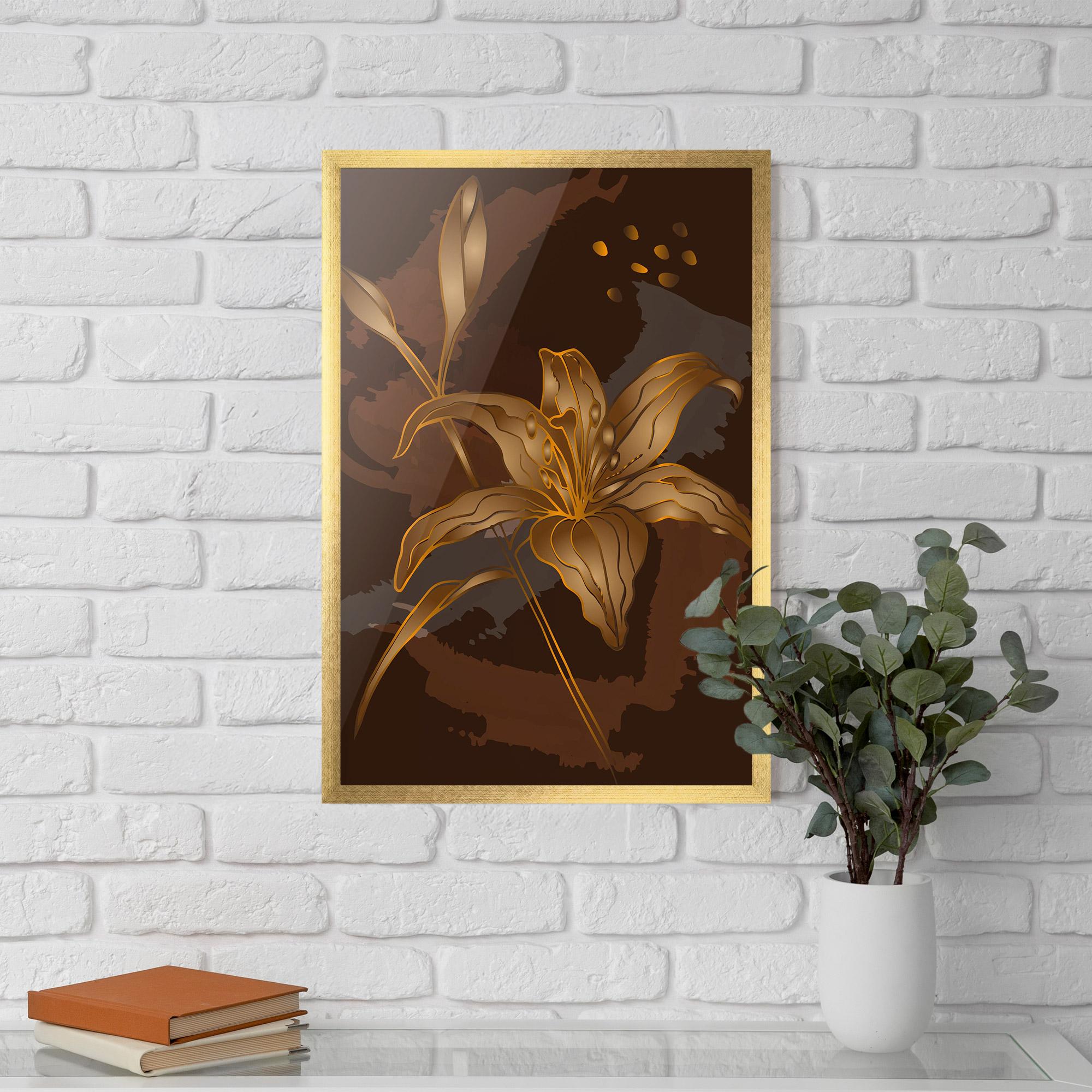 Gerahmte Poster Gold Brown Lily mockup 5