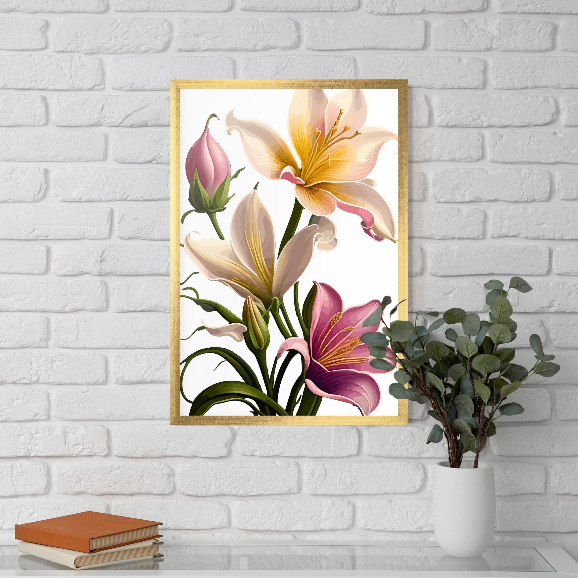 Gerahmte Poster Purple White Lily mockup 5