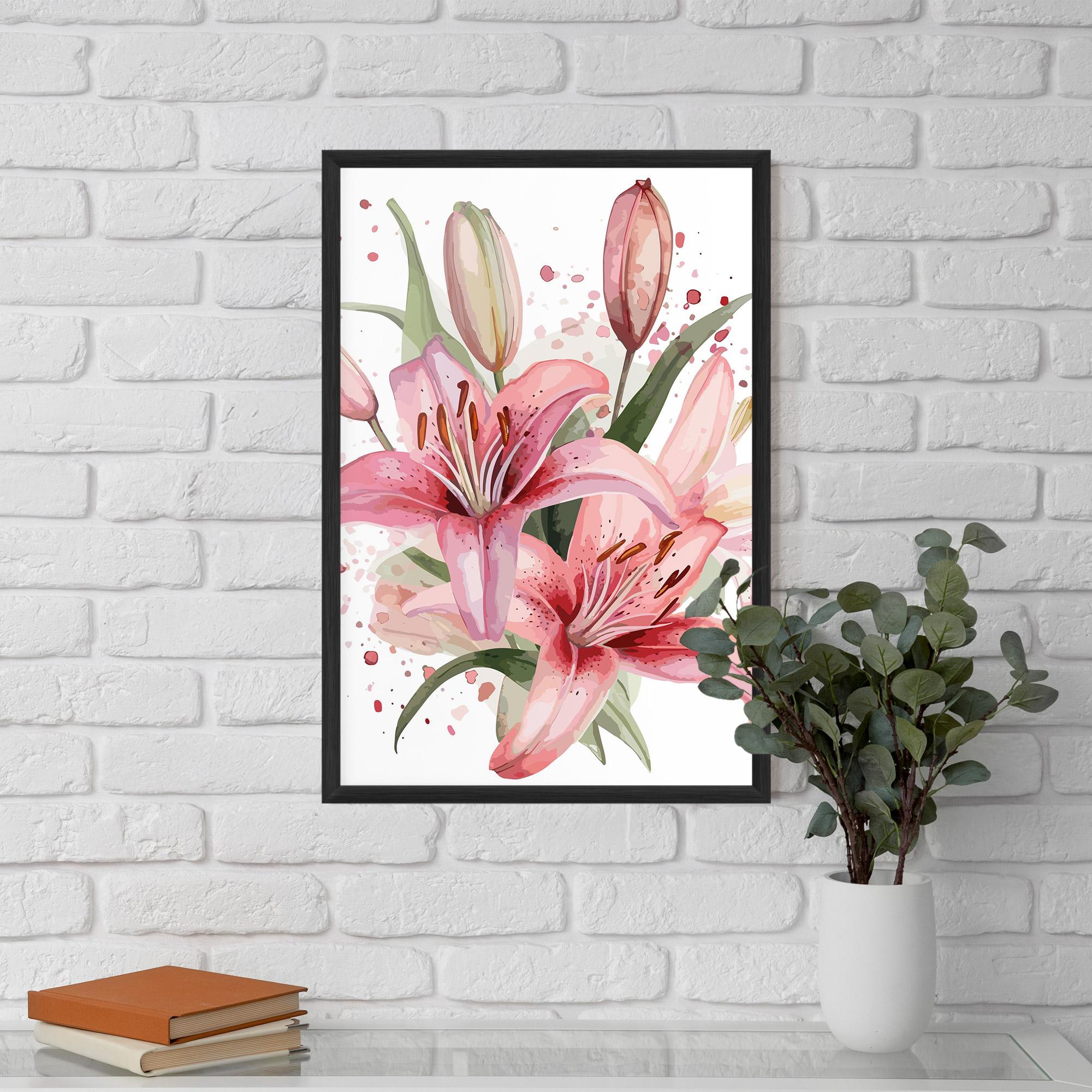 Gerahmte Poster Beautiful Pink Lily mockup 5