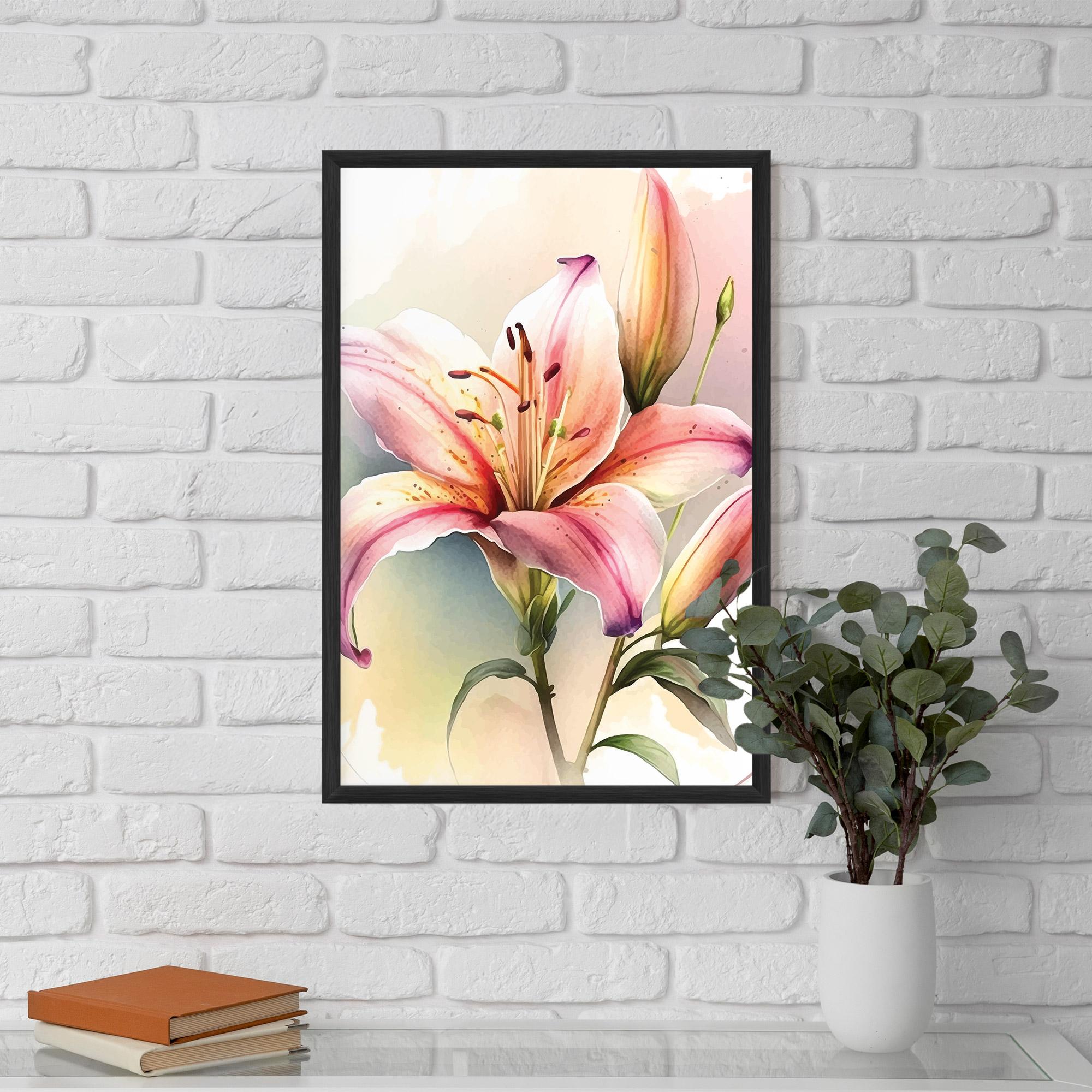 Gerahmte Poster Pink Orange Lily mockup 5