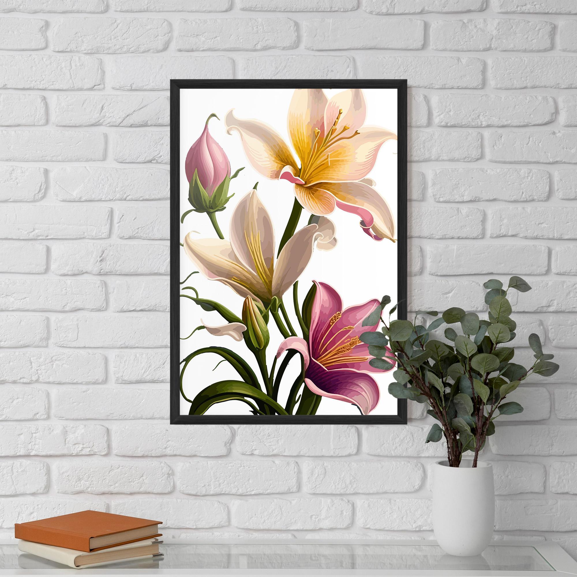 Gerahmte Poster Purple White Lily mockup 5