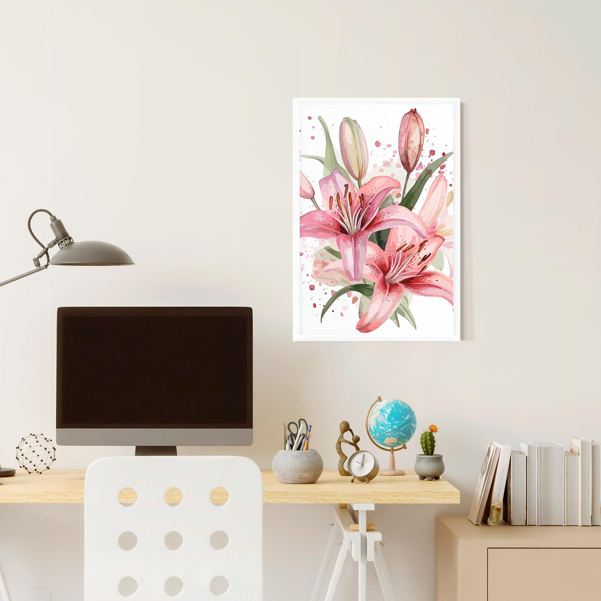 Gerahmte Poster Beautiful Pink Lily mockup 6