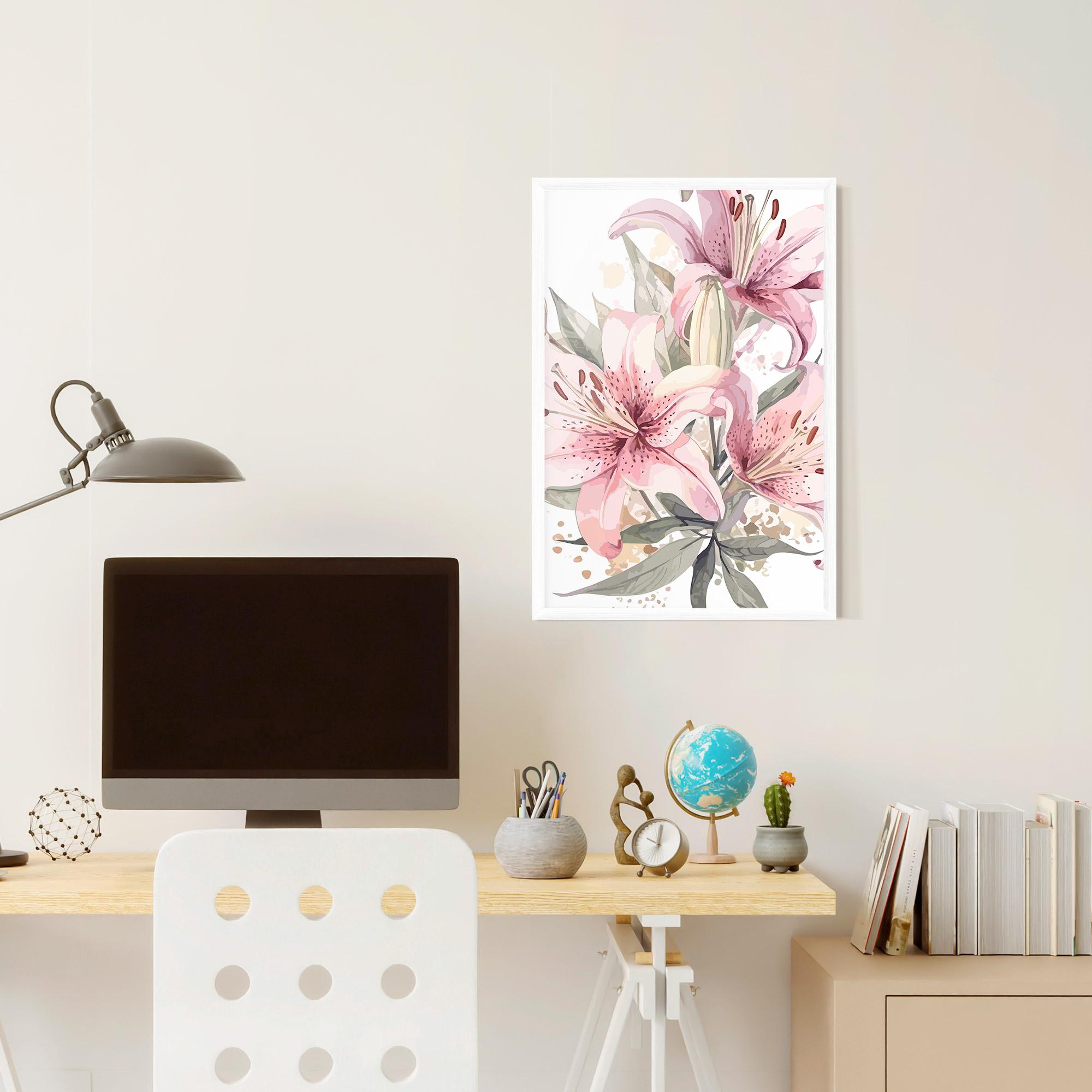 Gerahmte Poster Light Pink Lily Art mockup 6