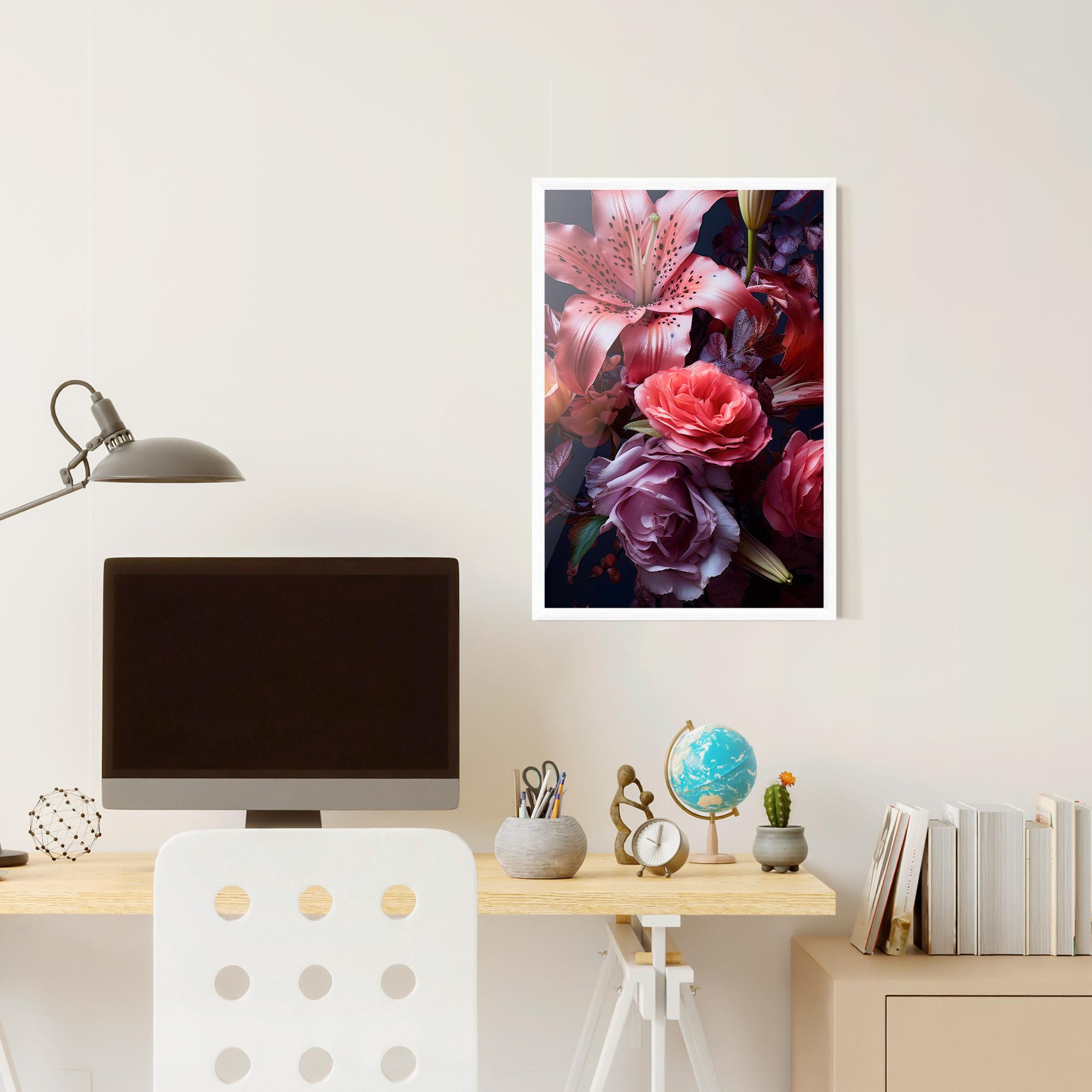 Gerahmte Poster Pink Lily Roses mockup 6