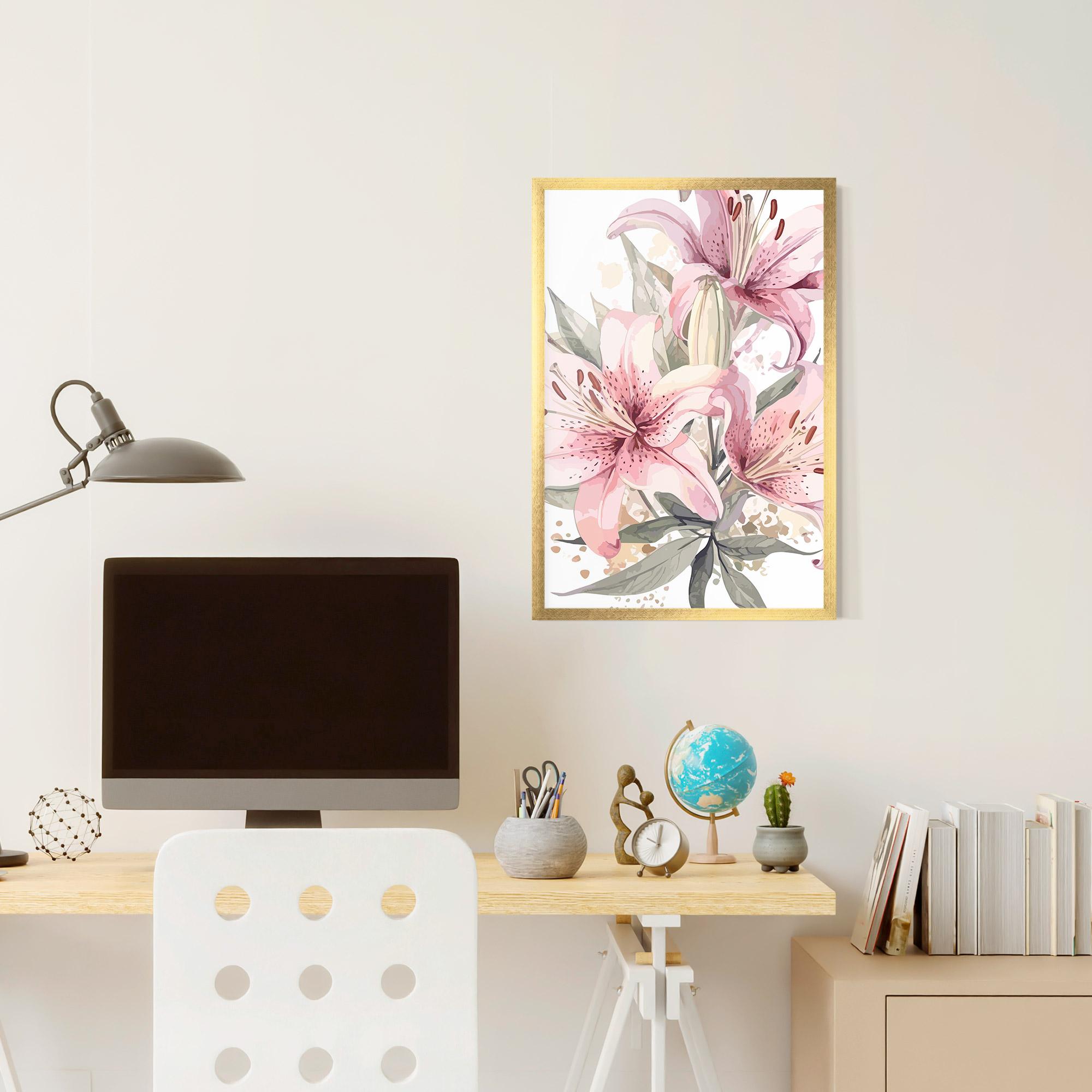 Gerahmte Poster Light Pink Lily Art mockup 6