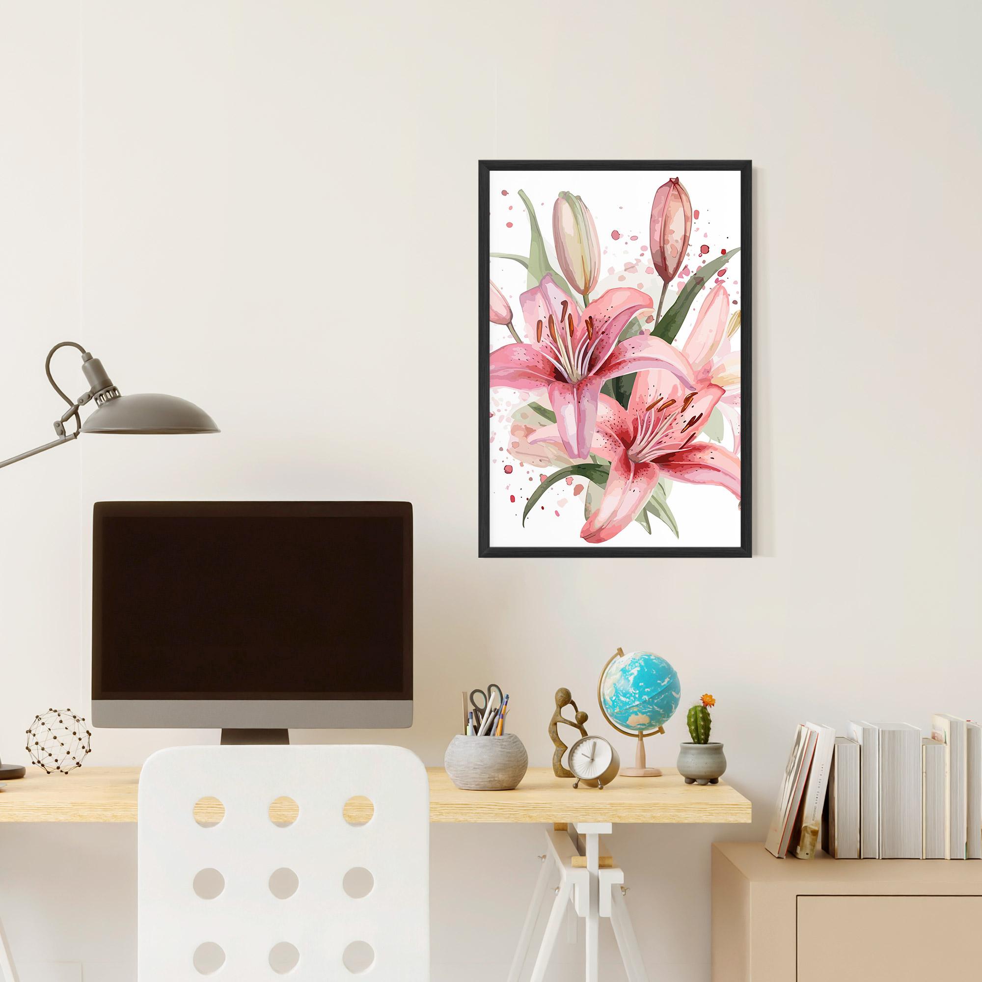 Gerahmte Poster Beautiful Pink Lily mockup 6