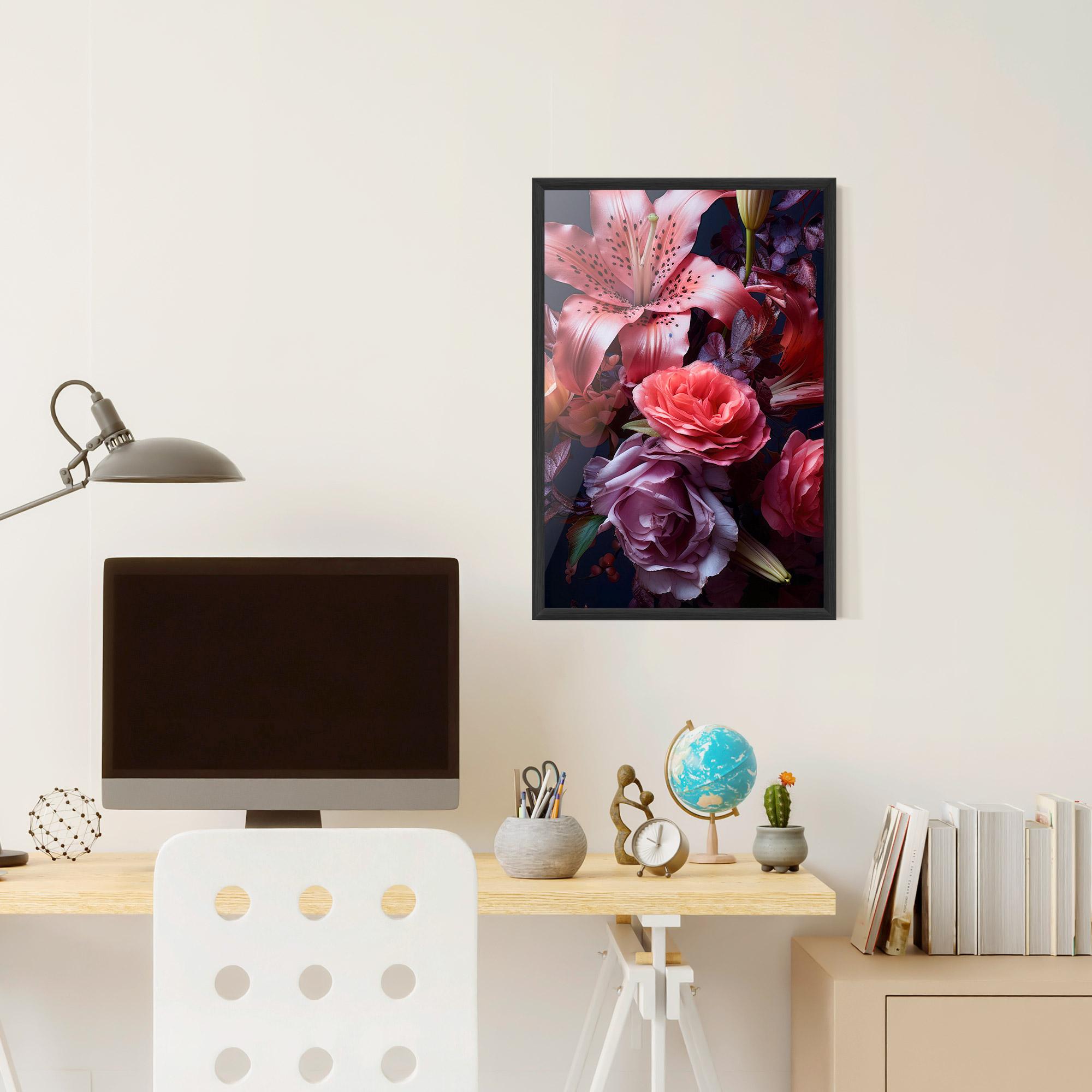 Gerahmte Poster Pink Lily Roses mockup 6