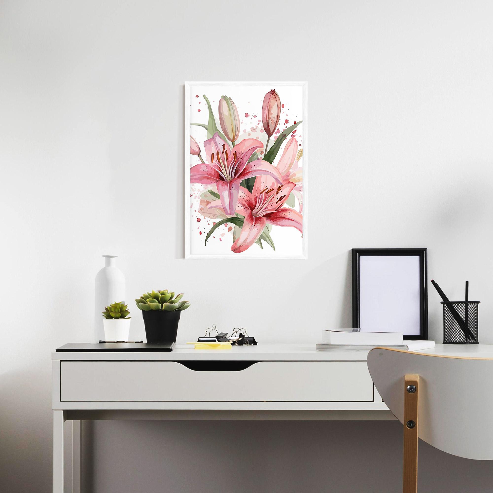 Gerahmte Poster Beautiful Pink Lily mockup 7