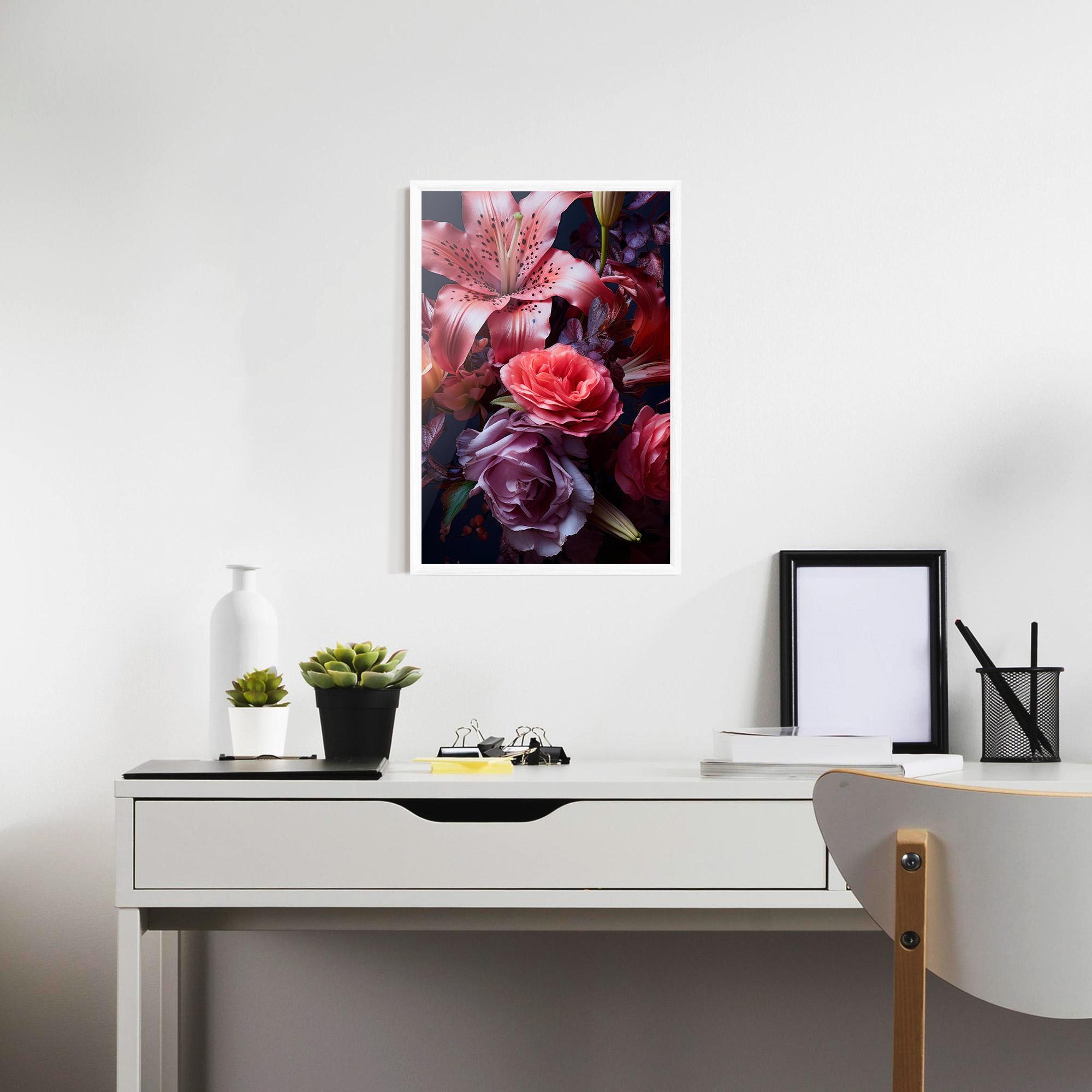 Gerahmte Poster Pink Lily Roses mockup 7