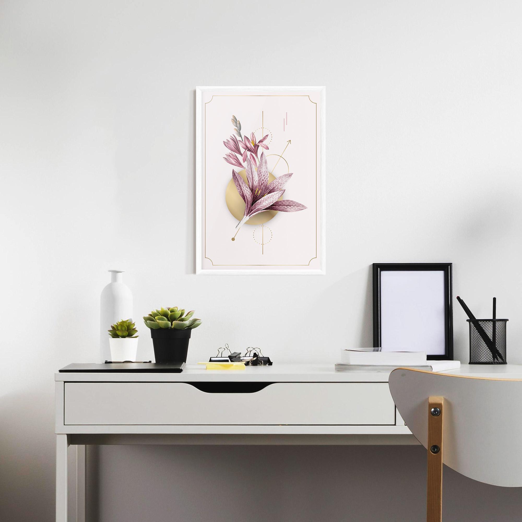 Gerahmte Poster Purple Gold Lily mockup 7