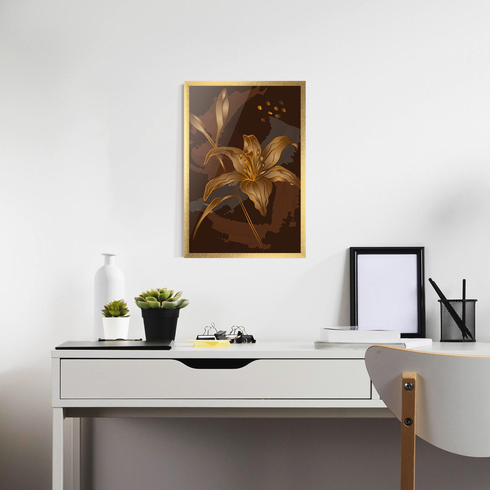 Gerahmte Poster Gold Brown Lily mockup 7