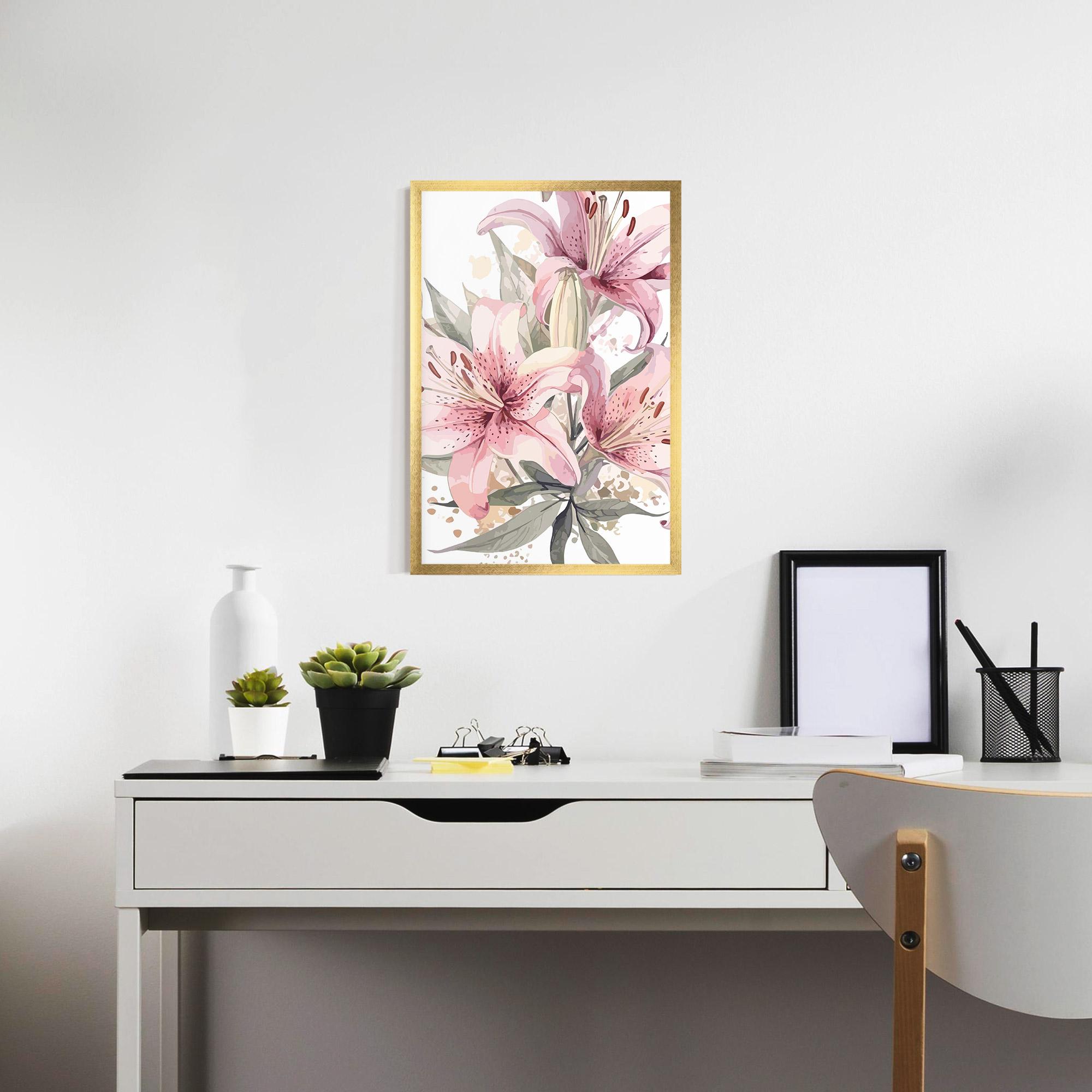 Gerahmte Poster Light Pink Lily Art mockup 7