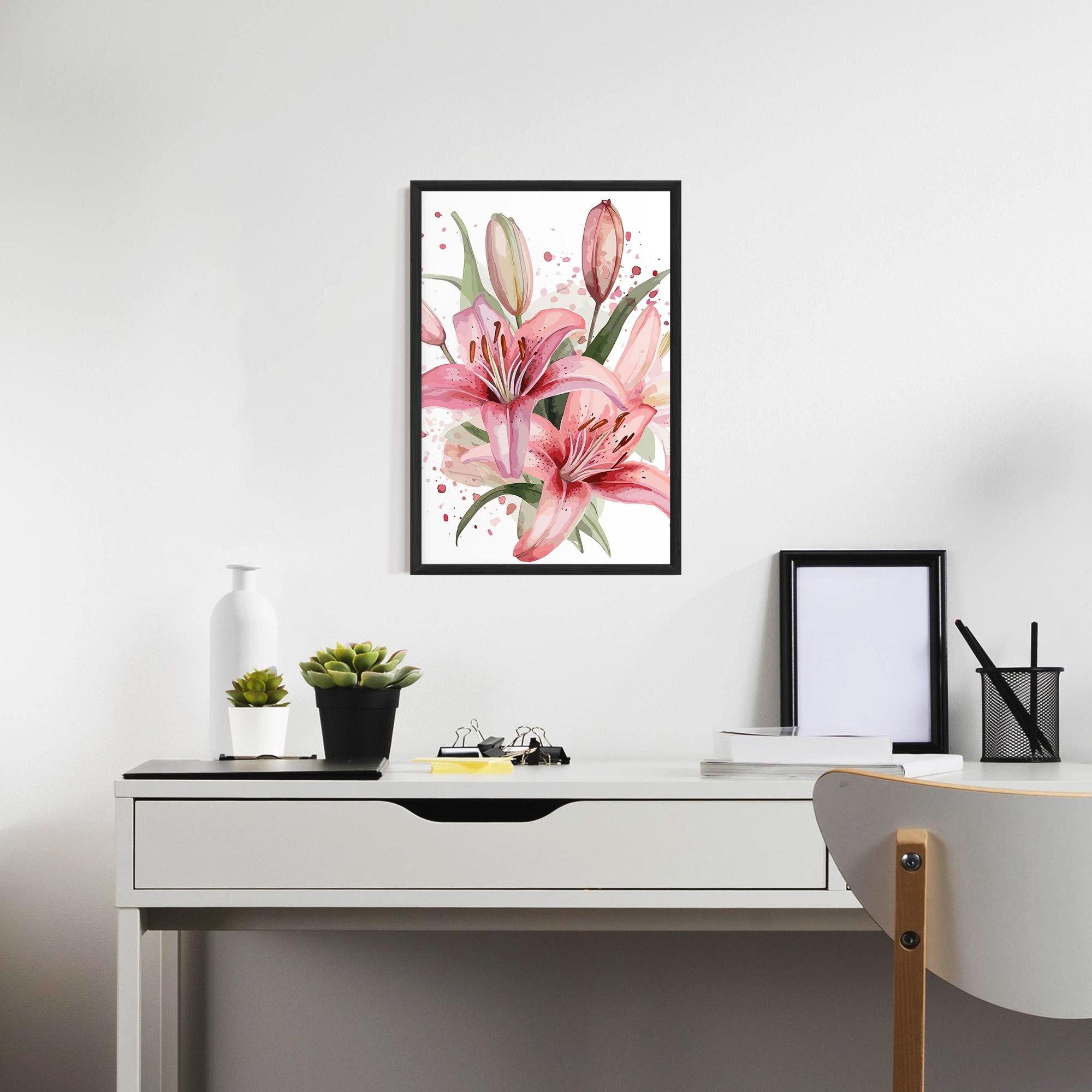 Gerahmte Poster Beautiful Pink Lily mockup 7