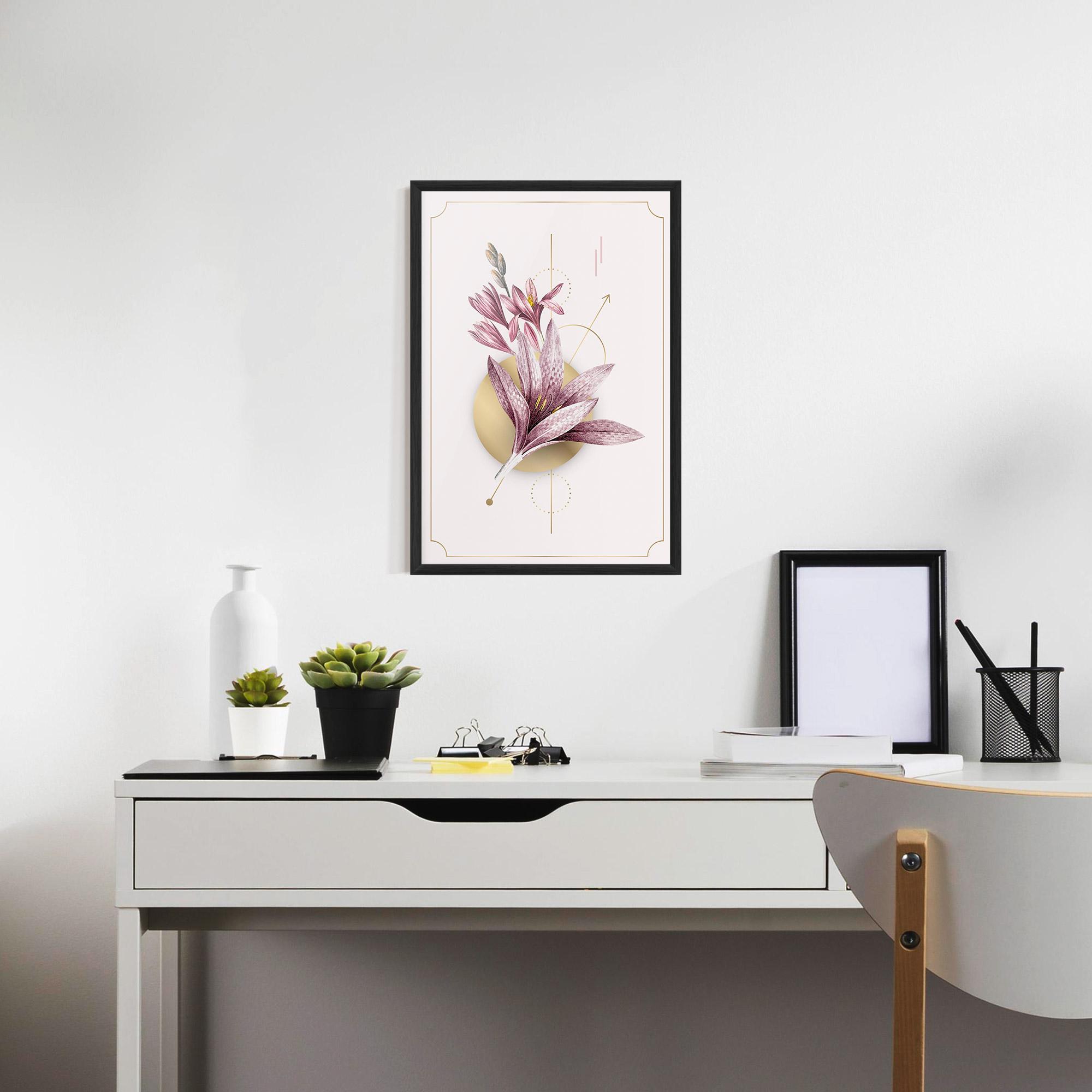 Gerahmte Poster Purple Gold Lily mockup 7