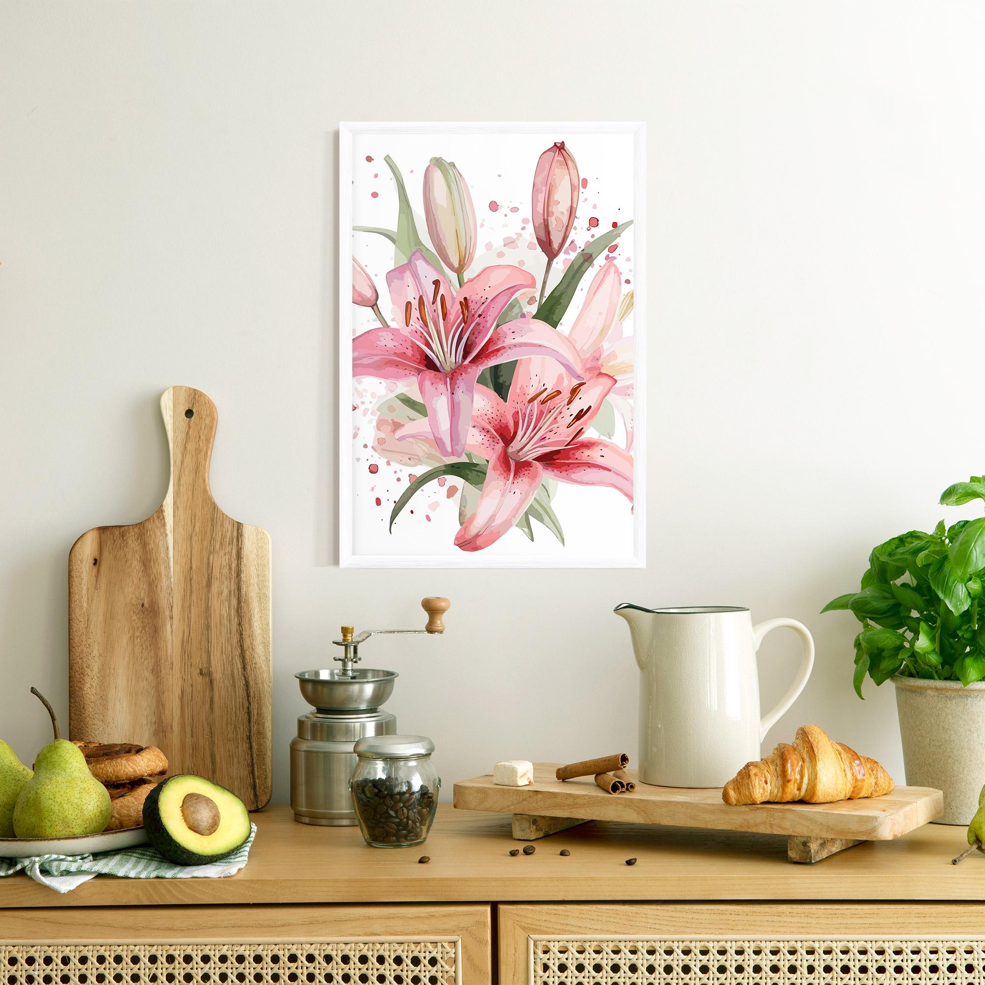 Gerahmte Poster Beautiful Pink Lily mockup 8