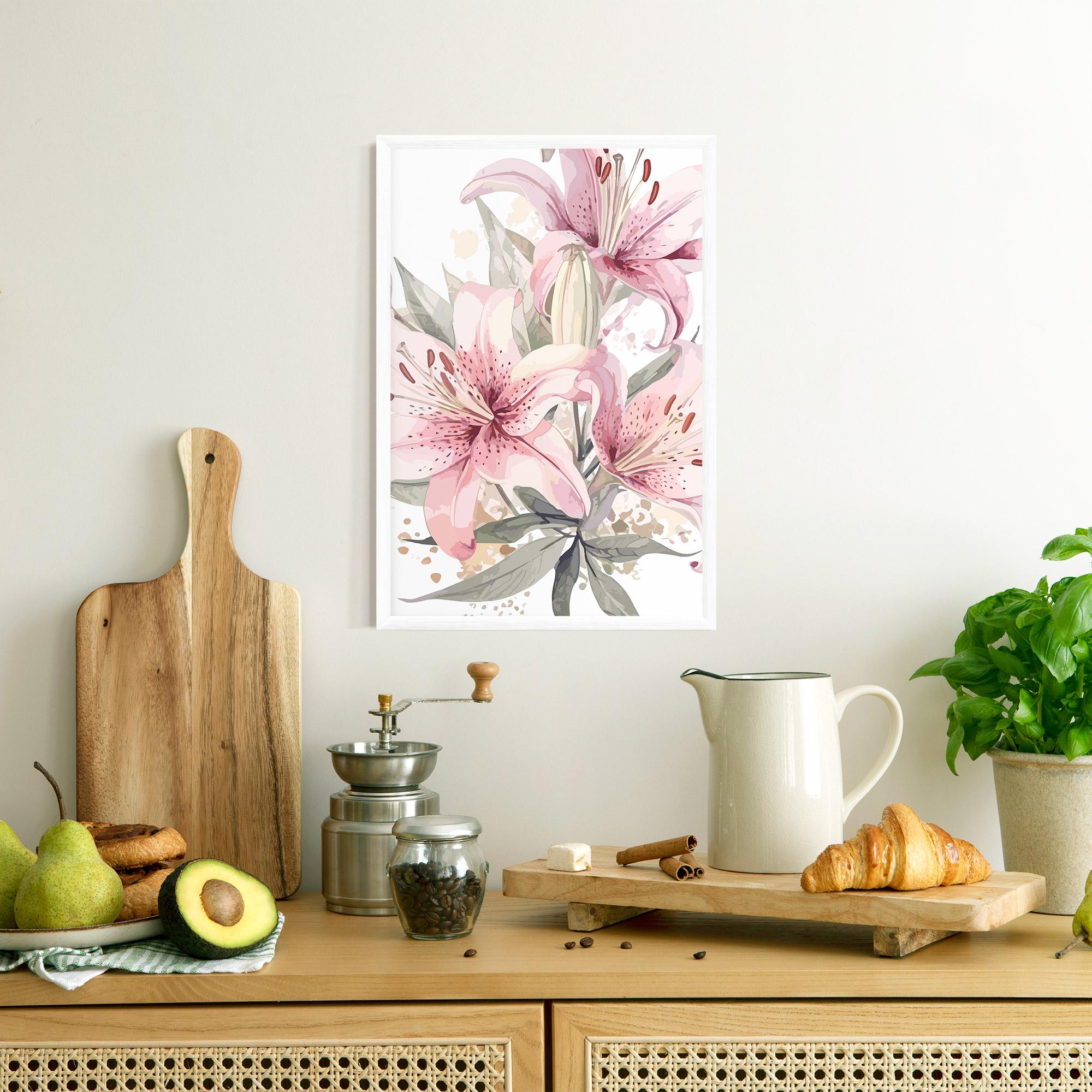 Gerahmte Poster Light Pink Lily Art mockup 8