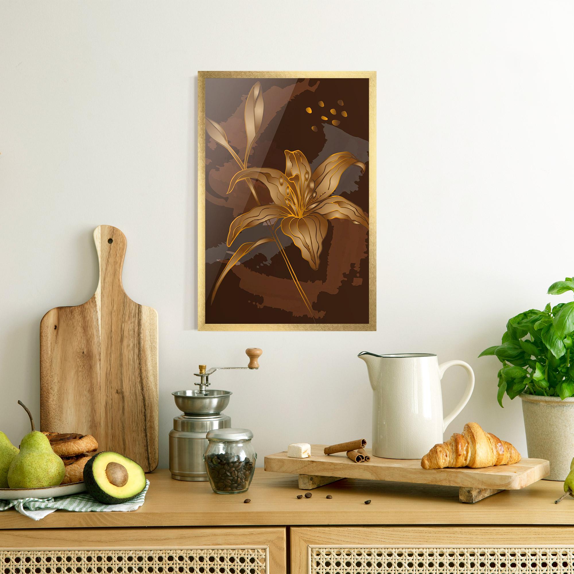 Gerahmte Poster Gold Brown Lily mockup 8