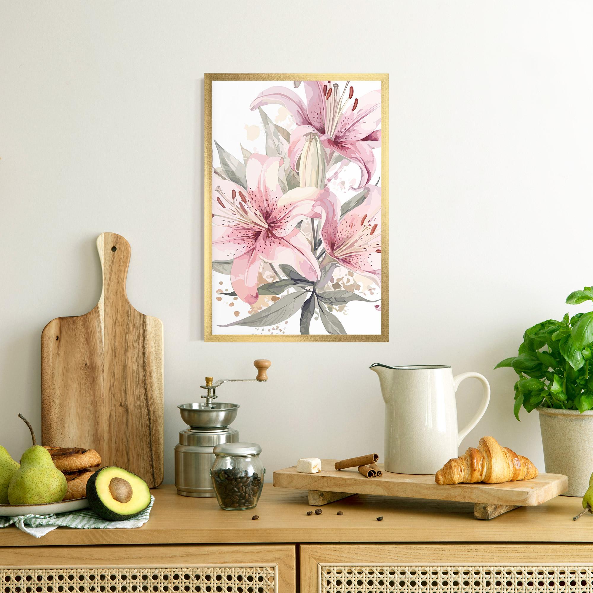 Gerahmte Poster Light Pink Lily Art mockup 8
