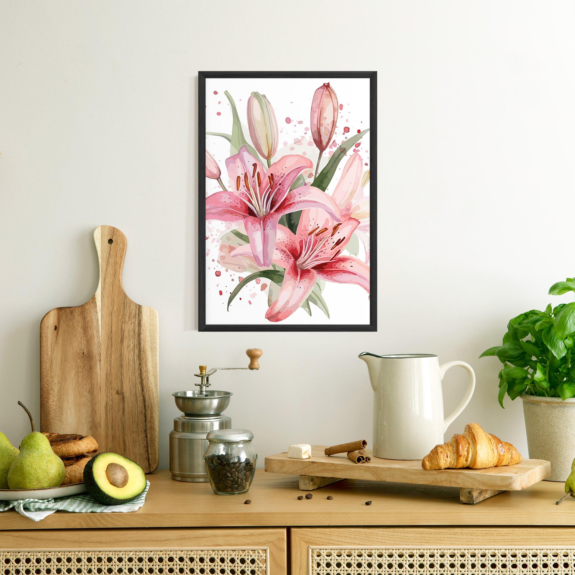 Gerahmte Poster Beautiful Pink Lily mockup 8