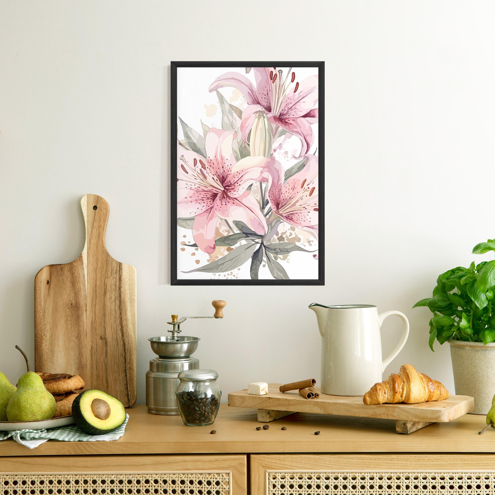 Gerahmte Poster Light Pink Lily Art mockup 8