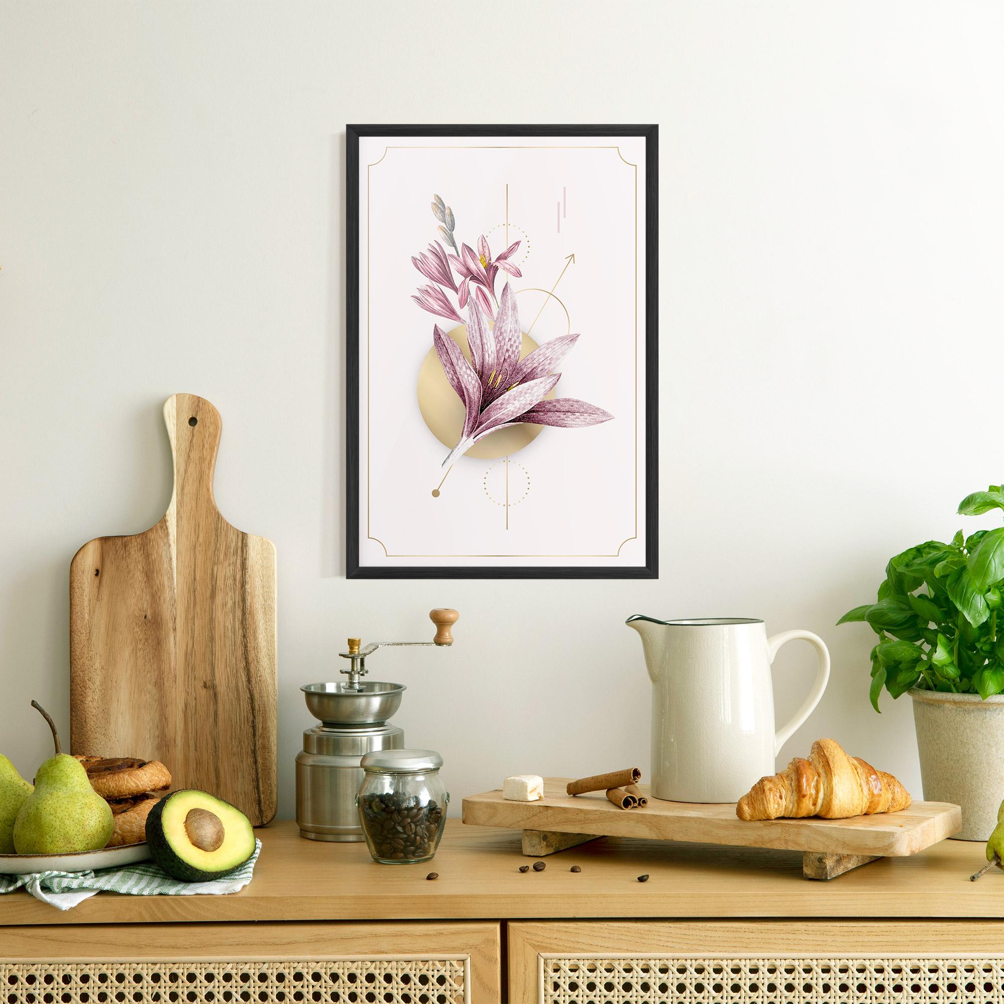 Gerahmte Poster Purple Gold Lily mockup 8