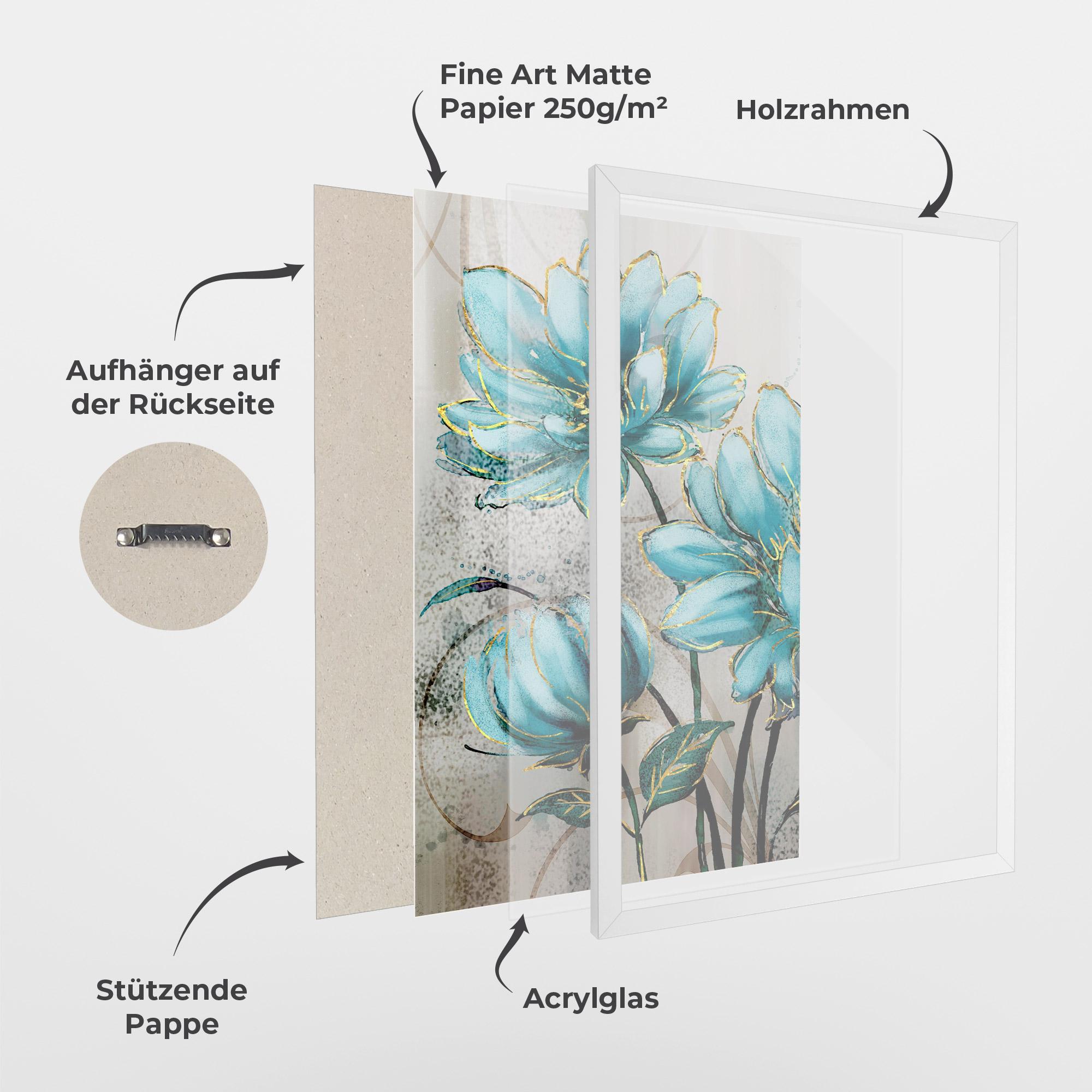 Gerahmte Poster Bujori Albastri mockup 1