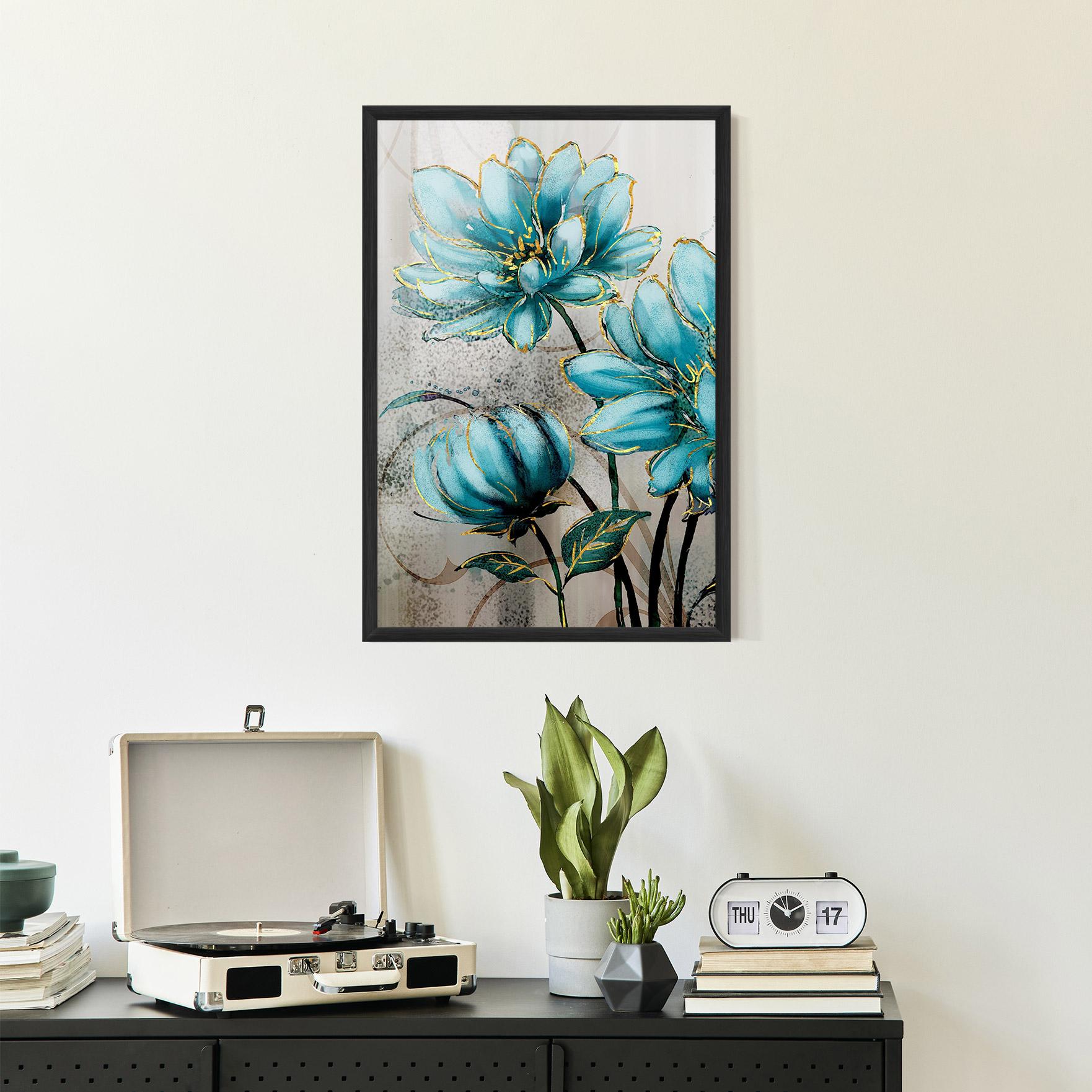 Gerahmte Poster Bujori Albastri mockup 2