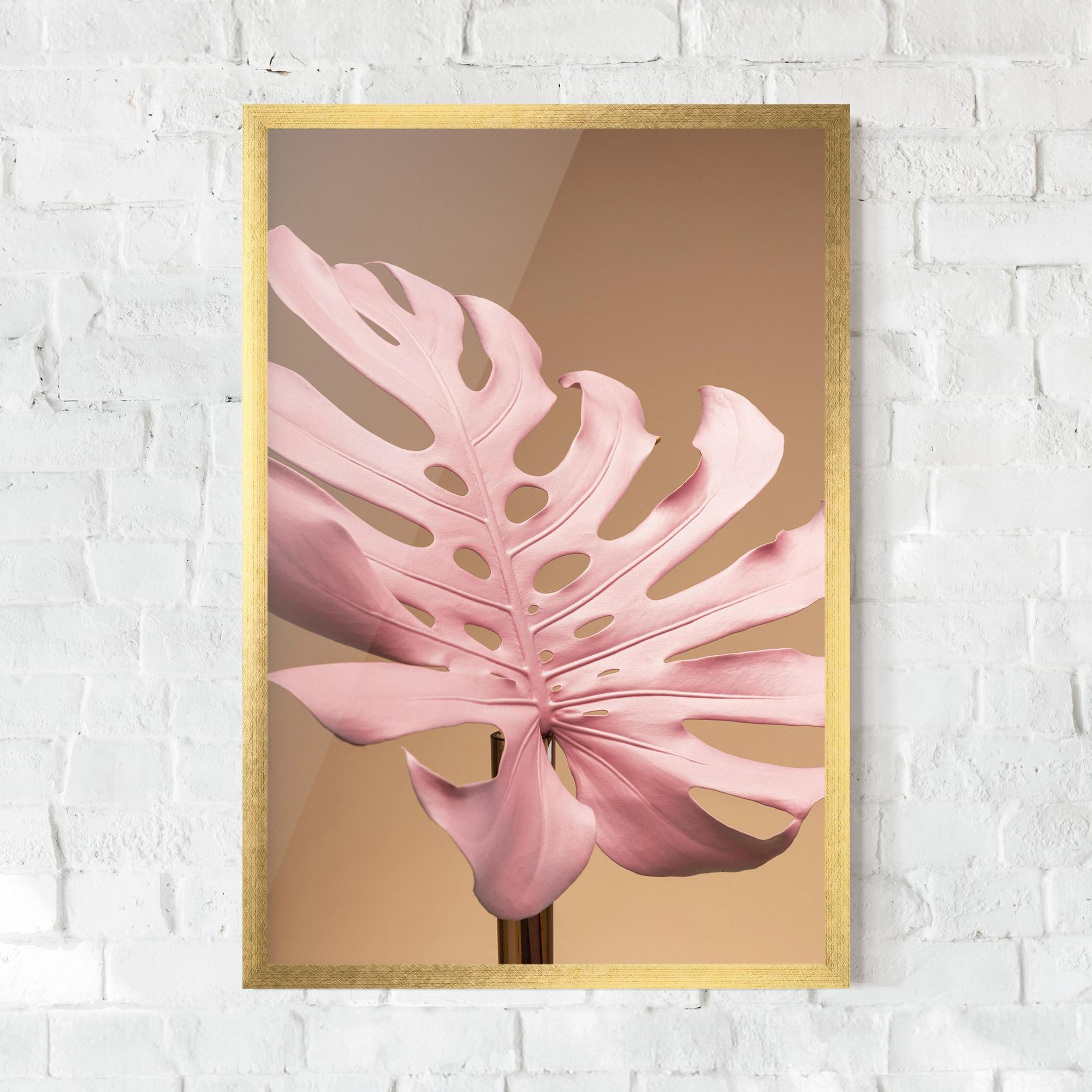 Gerahmte Poster Exotic Pink Leaf mockup 0