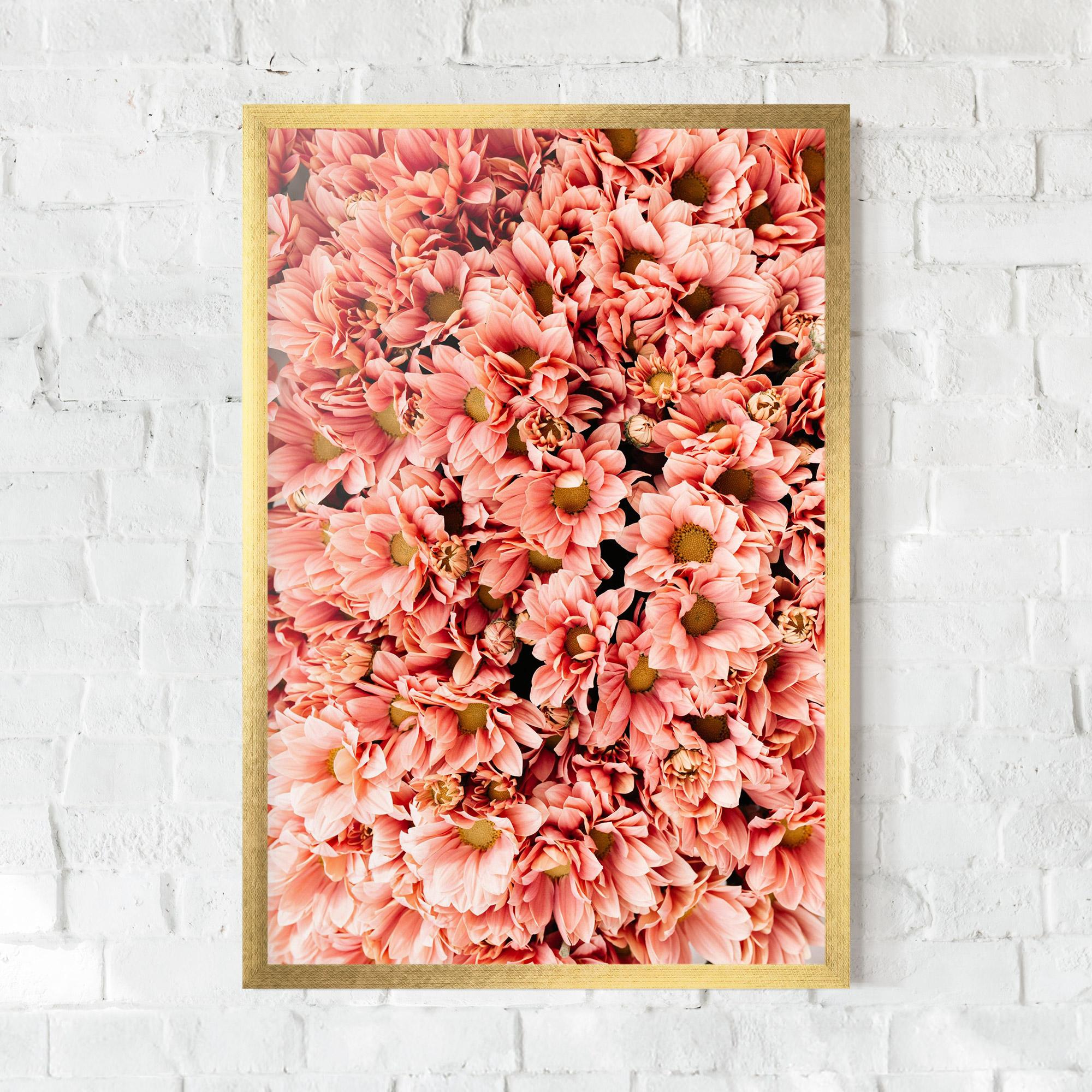 Gerahmte Poster Pink Flowers Bouquet mockup 0