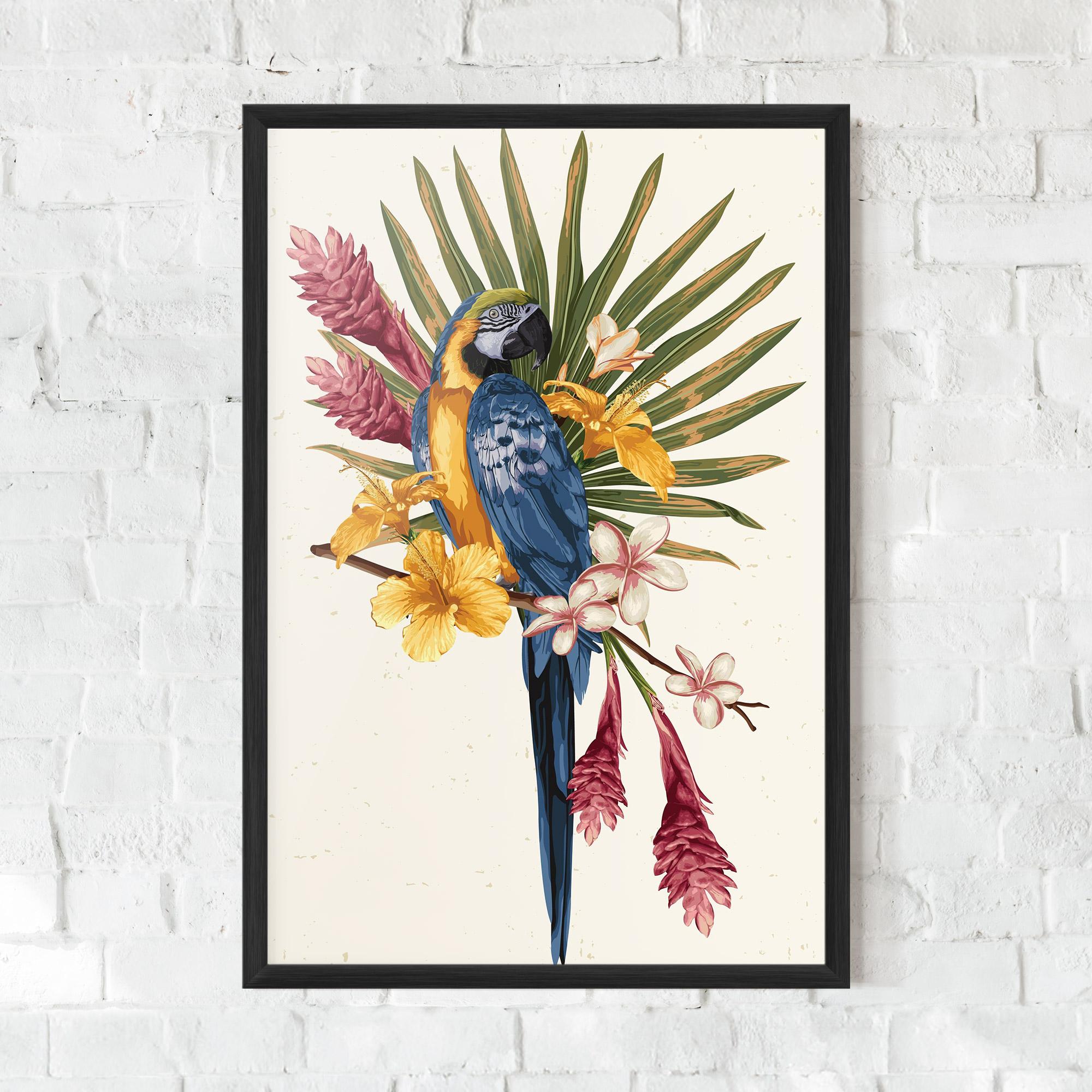 Gerahmte Poster Exotic Bird Flower mockup 0