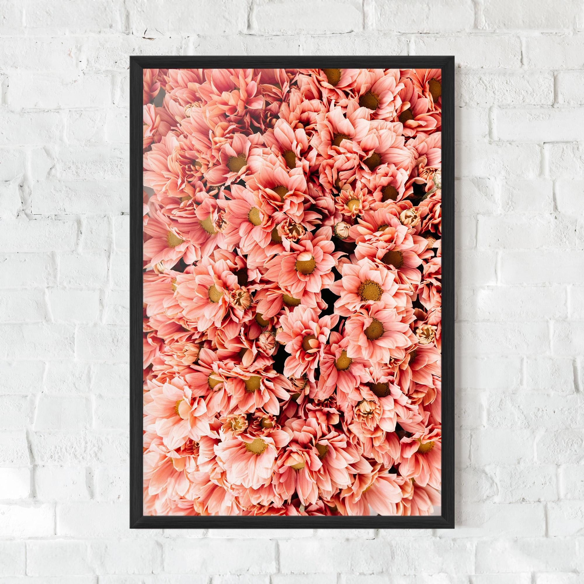 Gerahmte Poster Pink Flowers Bouquet mockup 0