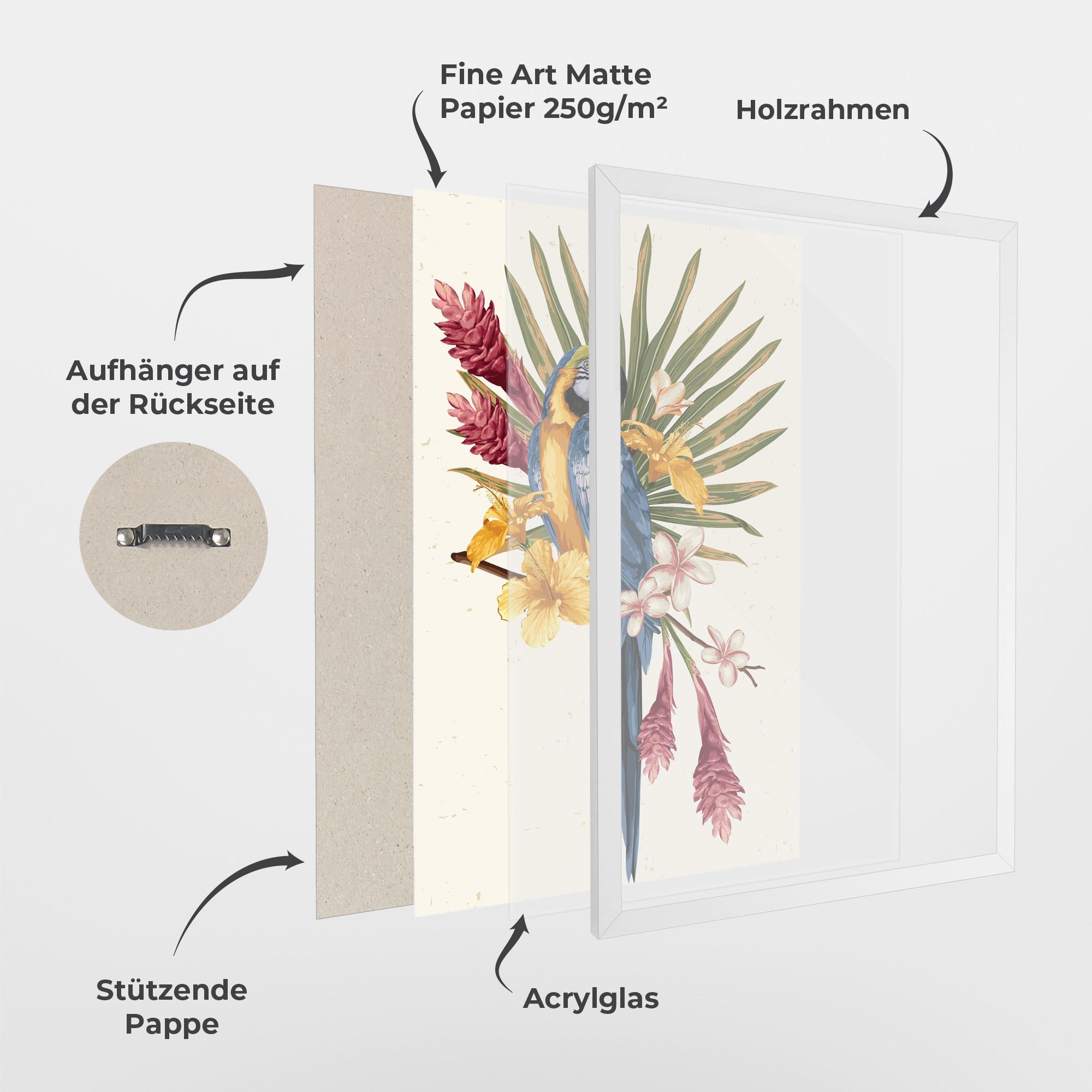 Gerahmte Poster Exotic Bird Flower mockup 1