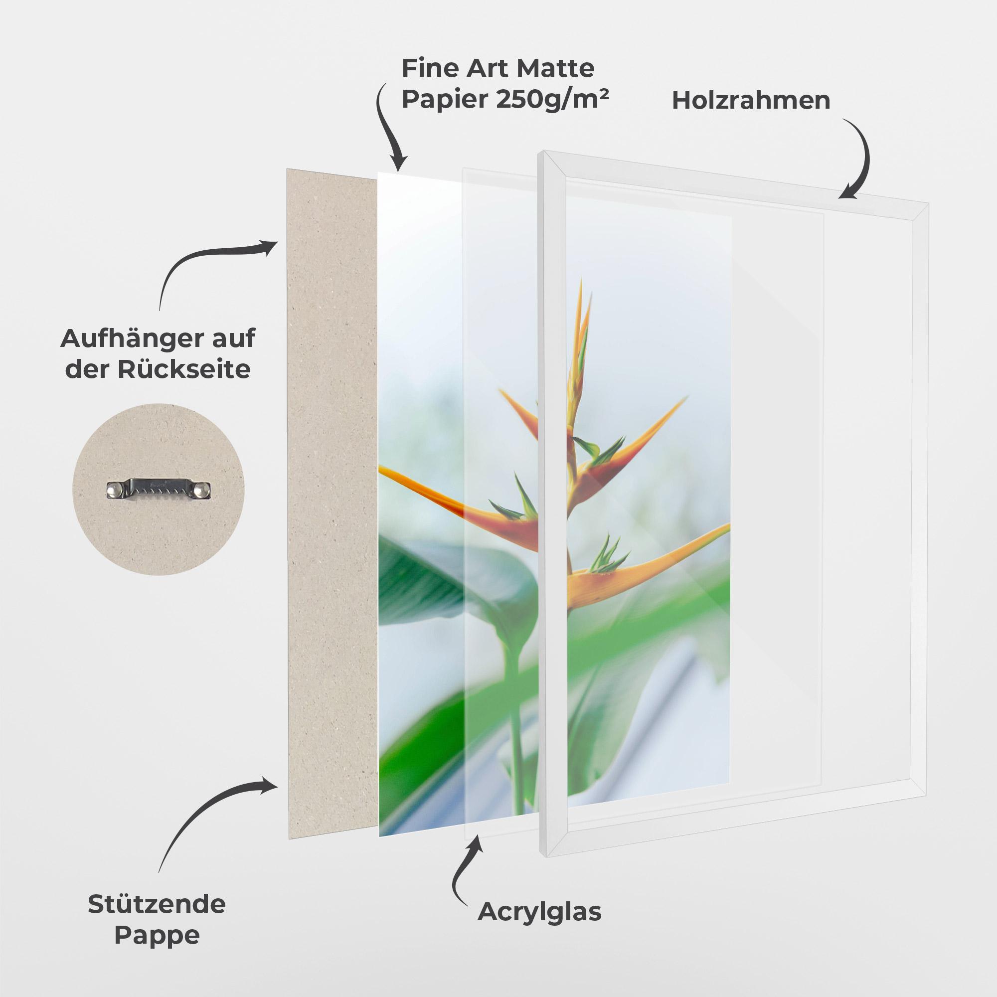 Gerahmte Poster Exotic Orange Green mockup 1