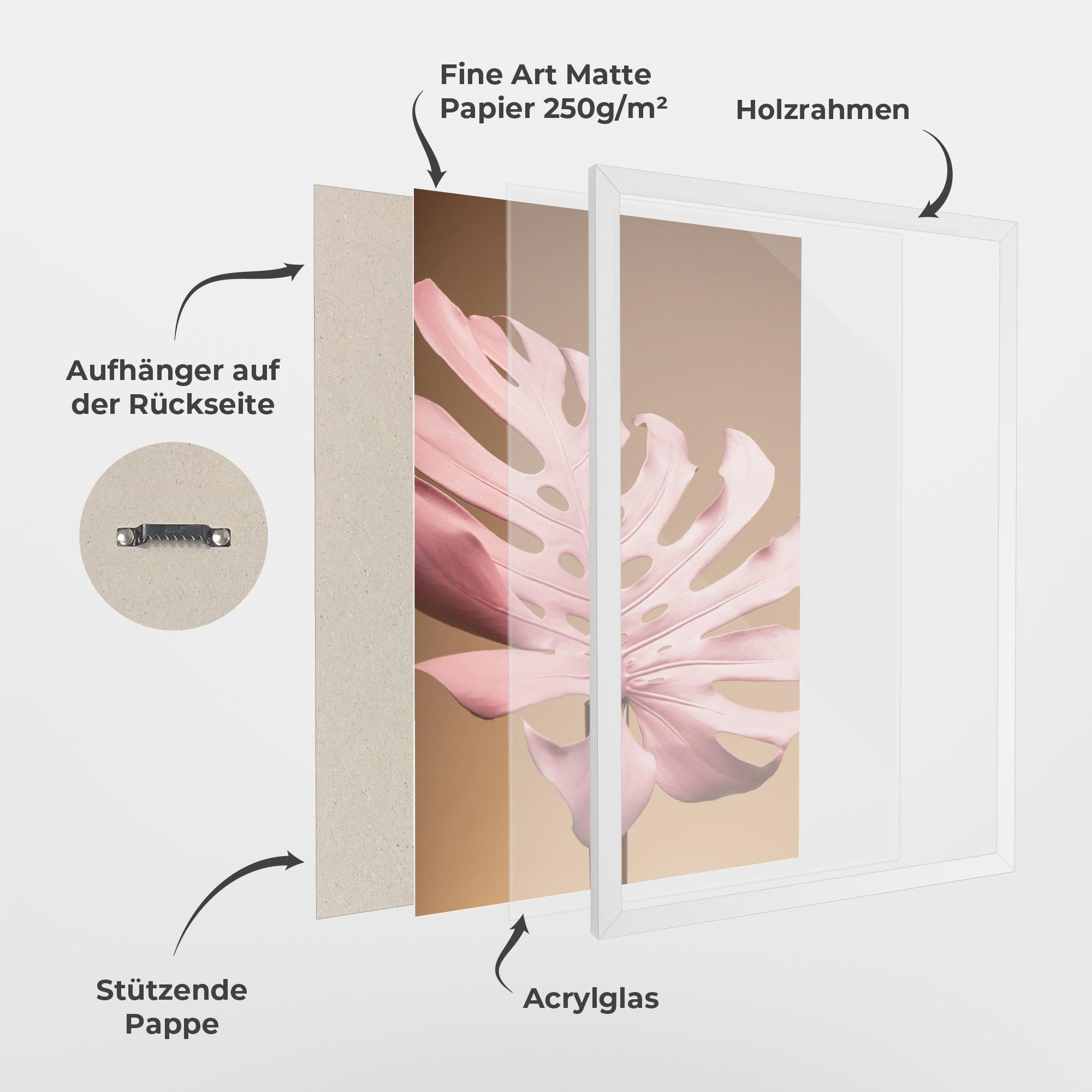 Gerahmte Poster Exotic Pink Leaf mockup 1