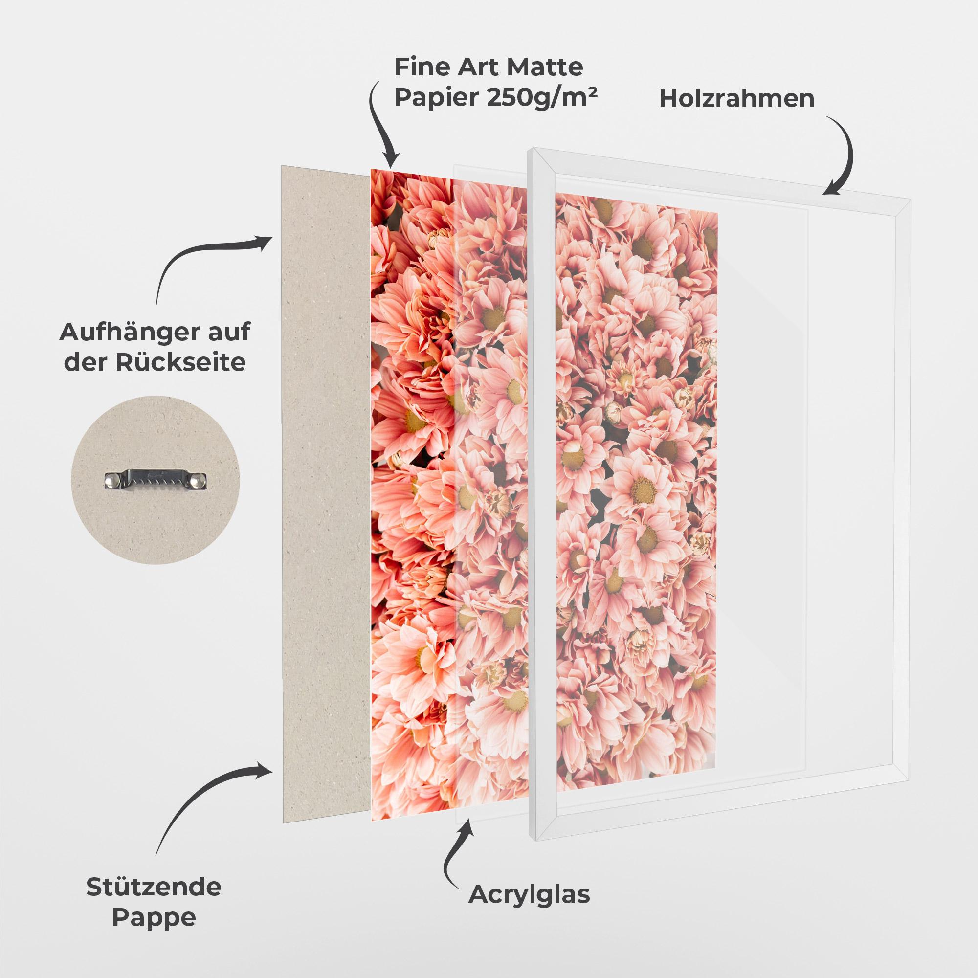 Gerahmte Poster Pink Flowers Bouquet mockup 1