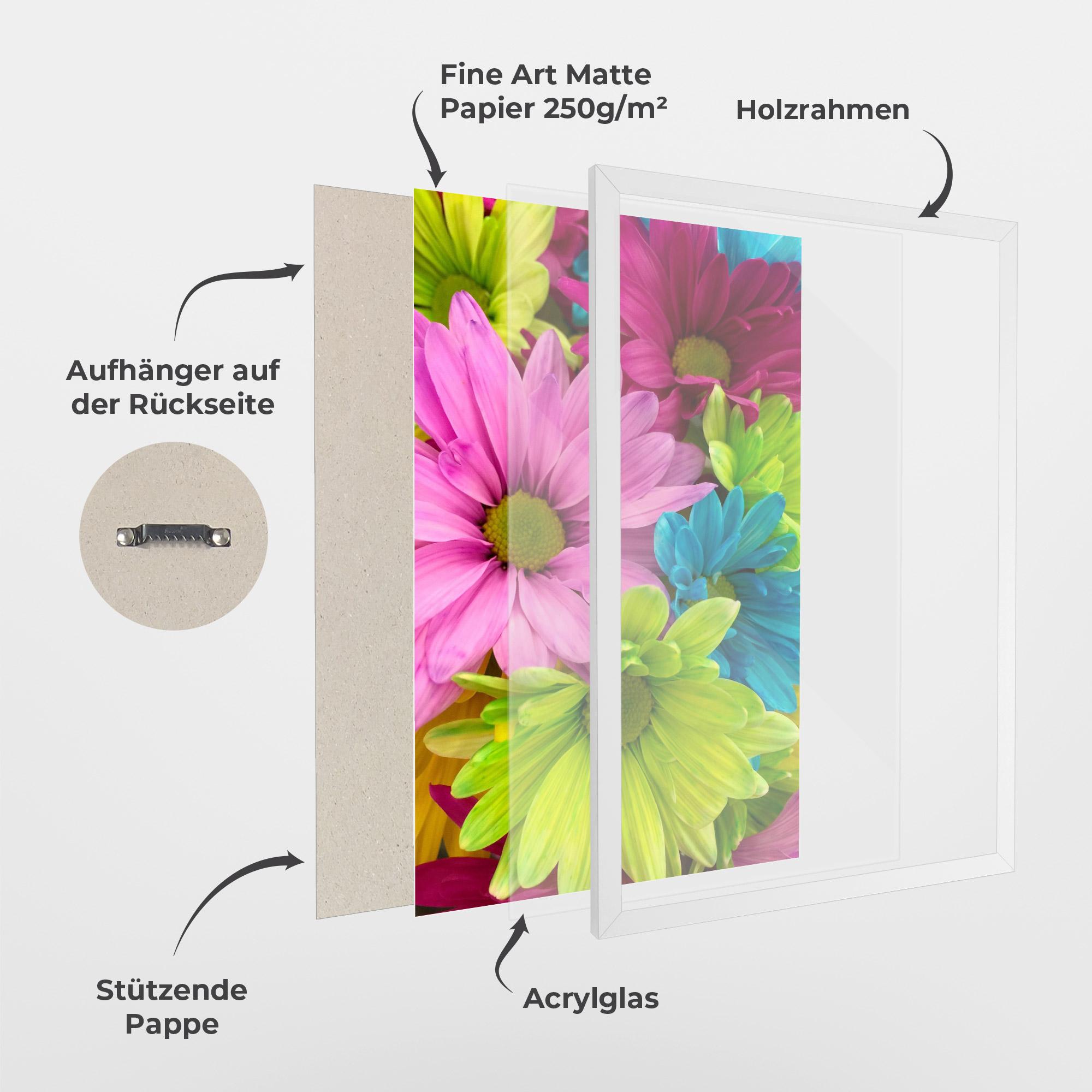 Gerahmte Poster Three Shades Of Flower mockup 1
