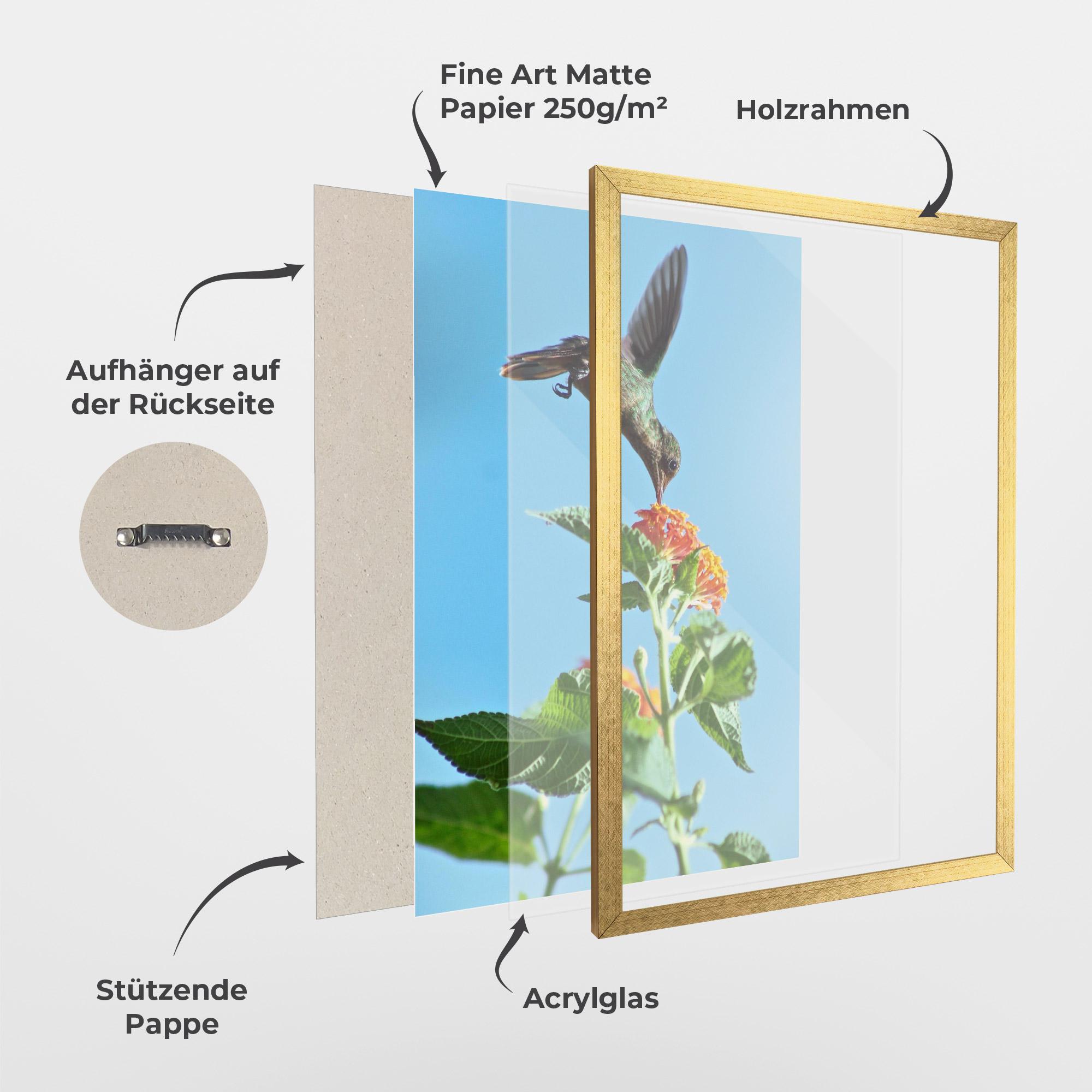 Gerahmte Poster Bird Exotic Flower mockup 1