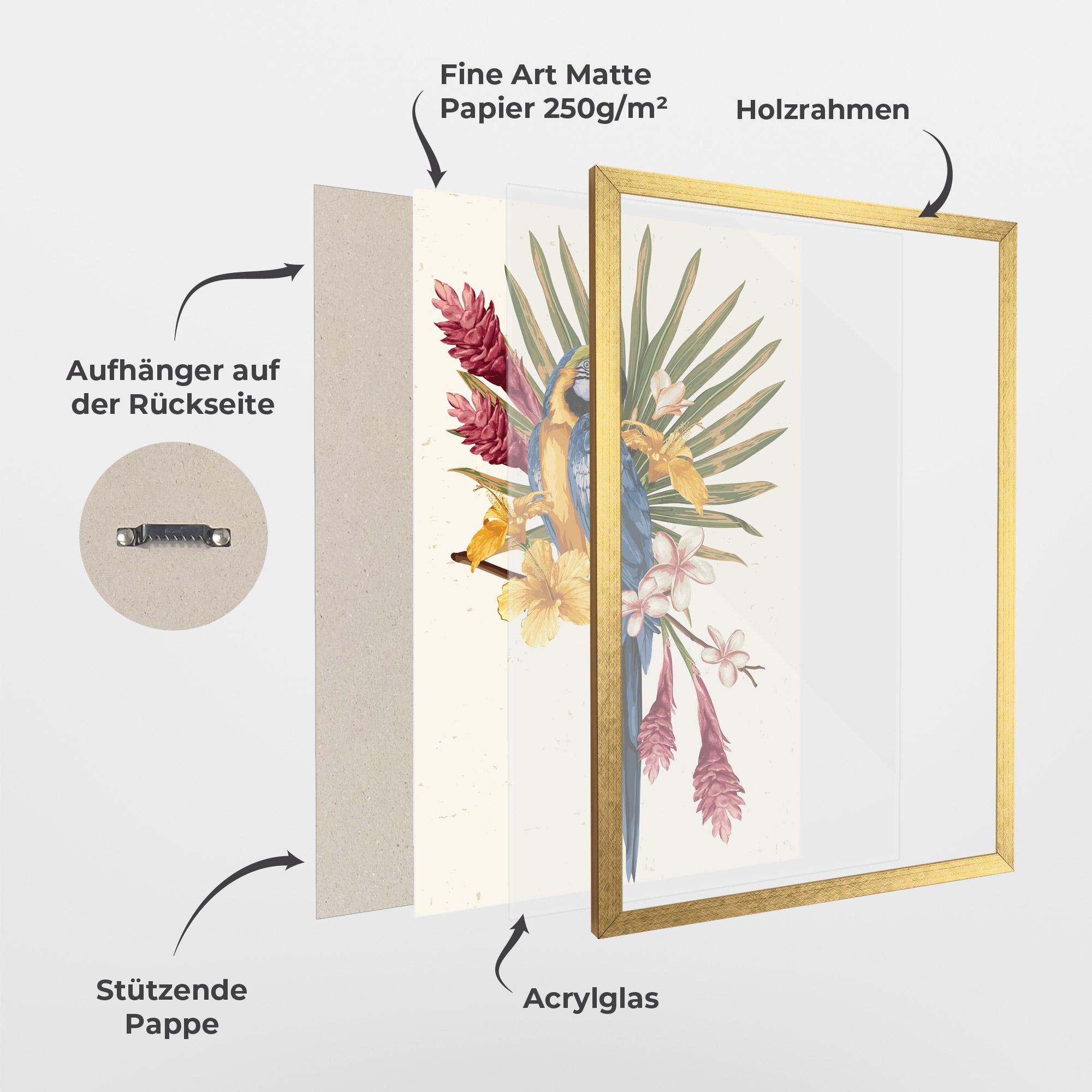 Gerahmte Poster Exotic Bird Flower mockup 1