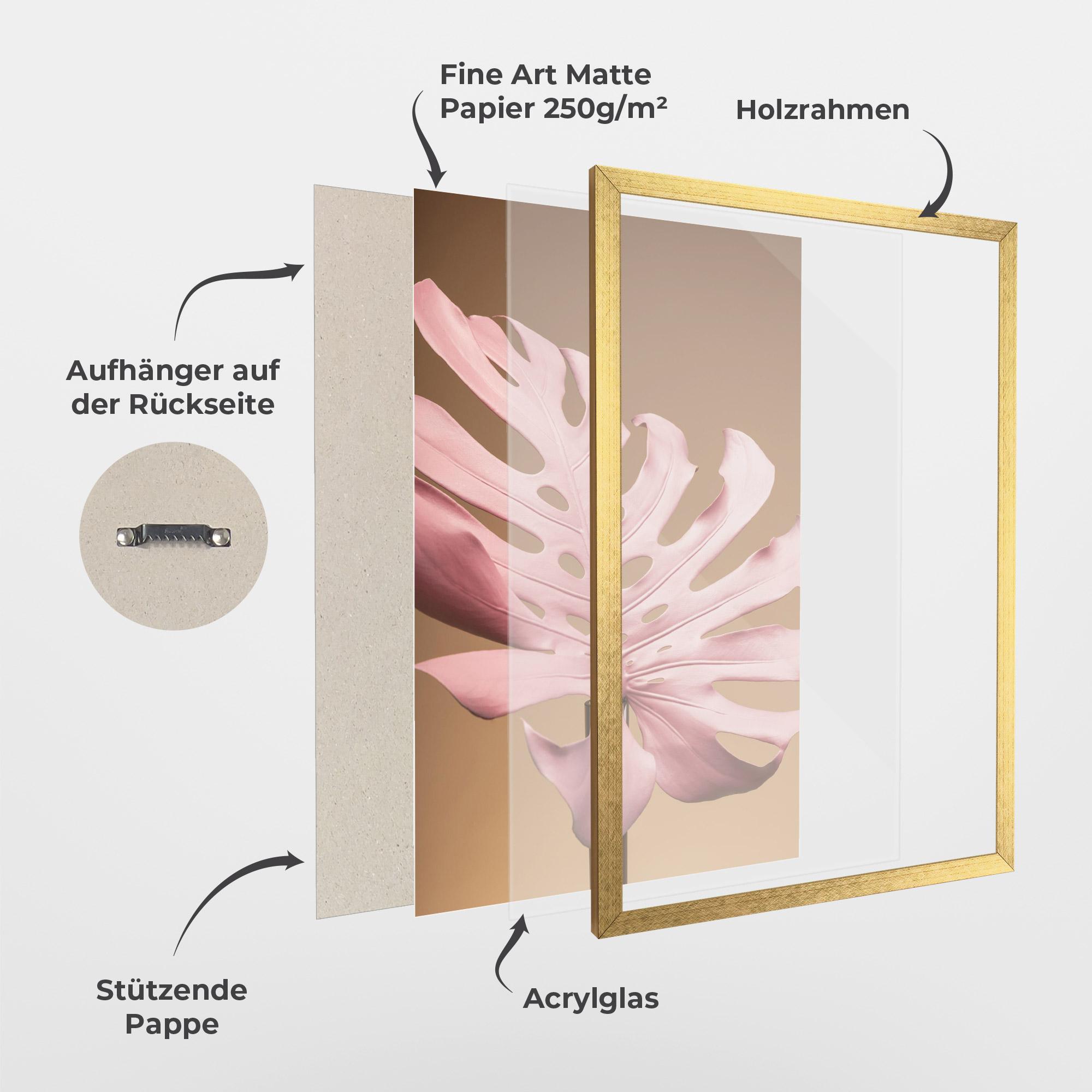 Gerahmte Poster Exotic Pink Leaf mockup 1