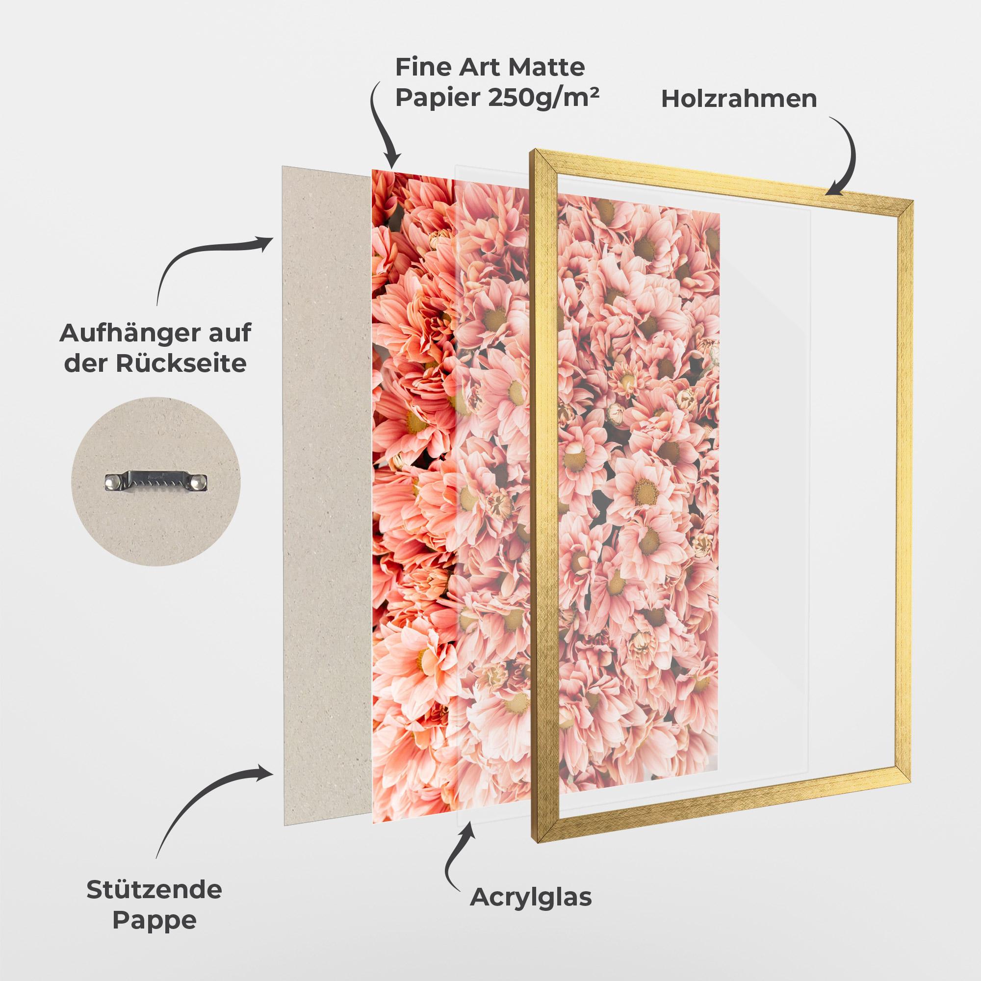 Gerahmte Poster Pink Flowers Bouquet mockup 1